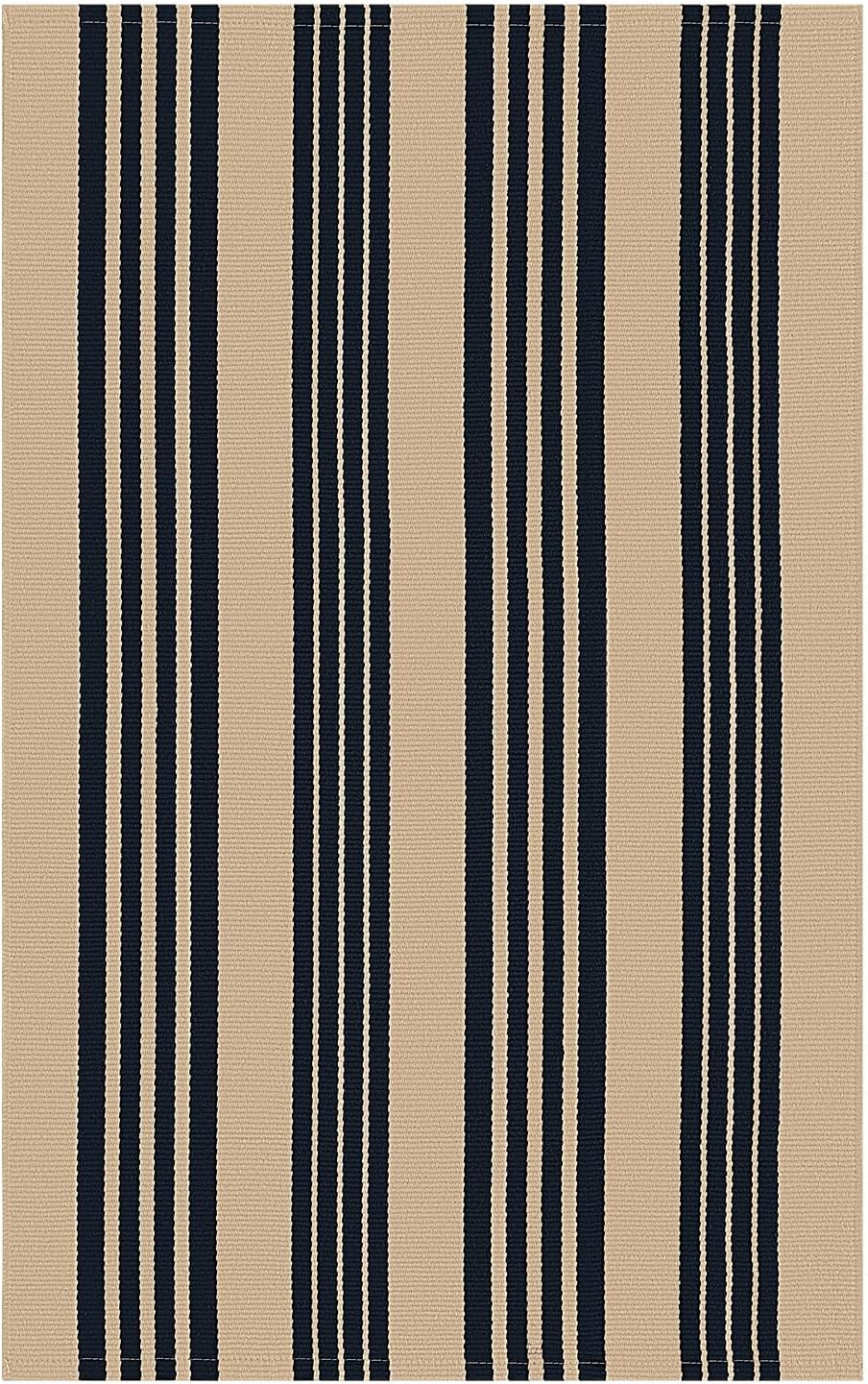 KOZYFLY Striped Front Door Mat 2x3 Ft Brown Black Cotton Washable Indoor Outdoor Rug
