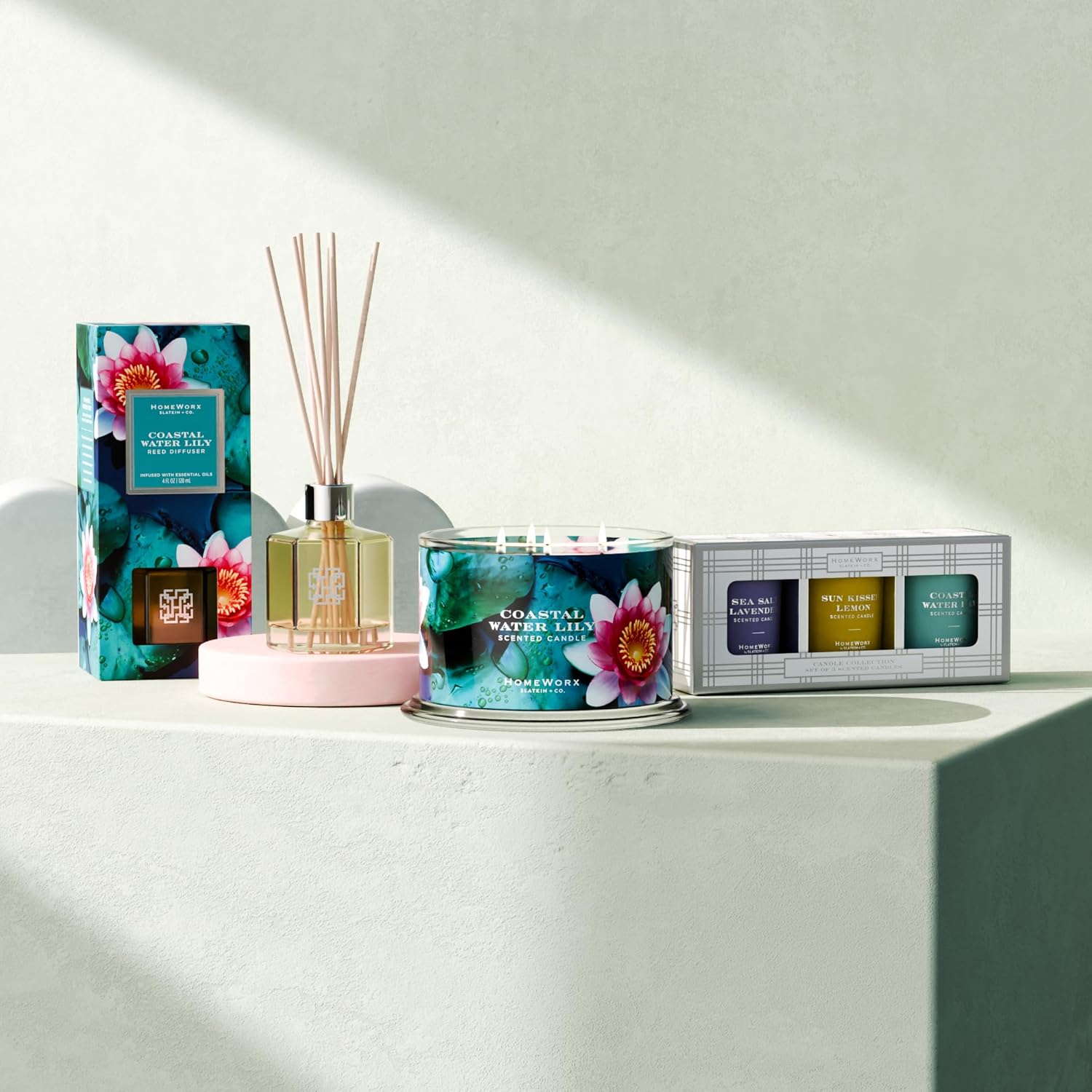 HomeWorx Coastal Water Lily Reed Diffuser Set