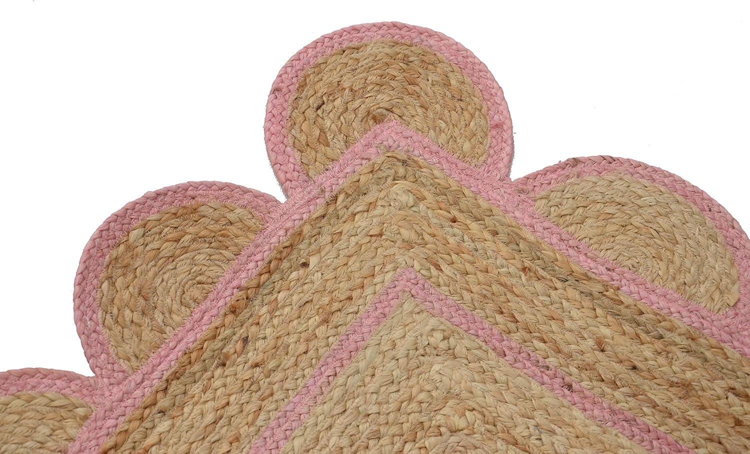 Scallop Pattern Jute Bohemian Area Rug 2x3 Light Pink