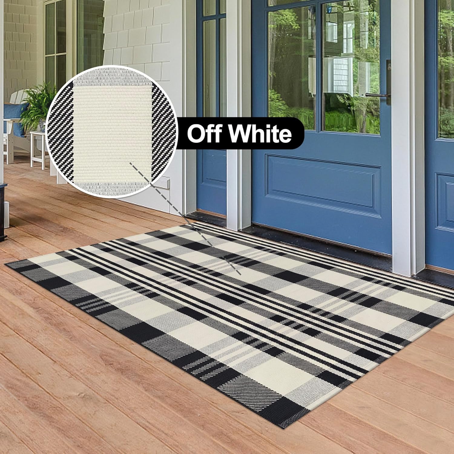 3x5 Buffalo Plaid Rug Cotton Woven Checkered Doormat