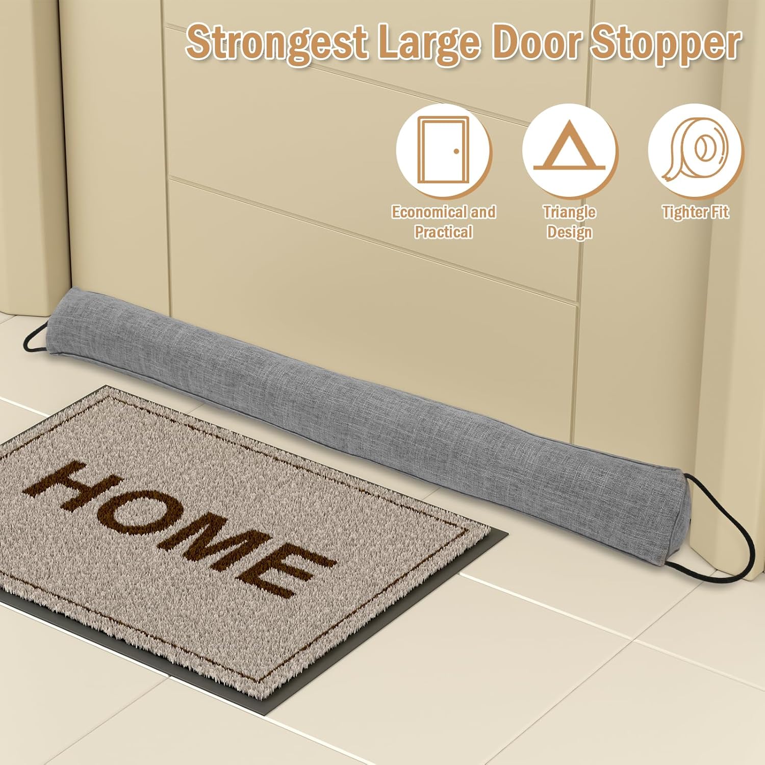 Under Door Draft Stopper Heavy Duty 36 Inches Grey