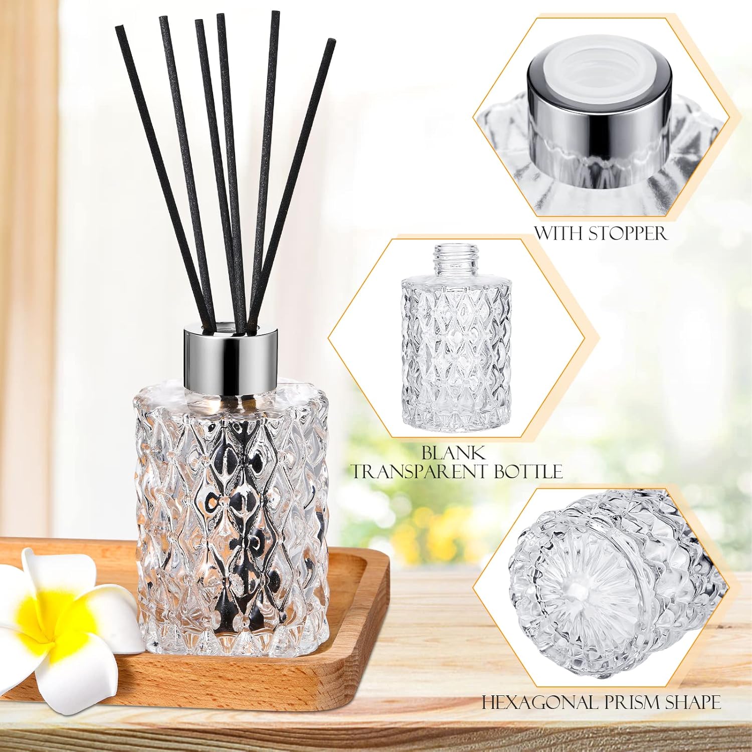 Norme 16 Piece Glass Reed Diffuser Set with Rattan Sticks and Caps