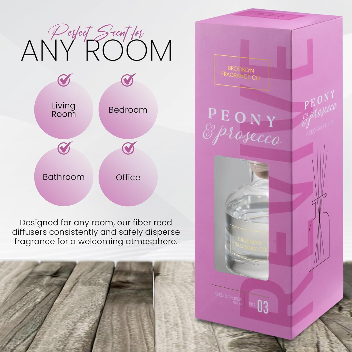 Brooklyn Fragrance Co Peony Prosecco Reed Diffuser
