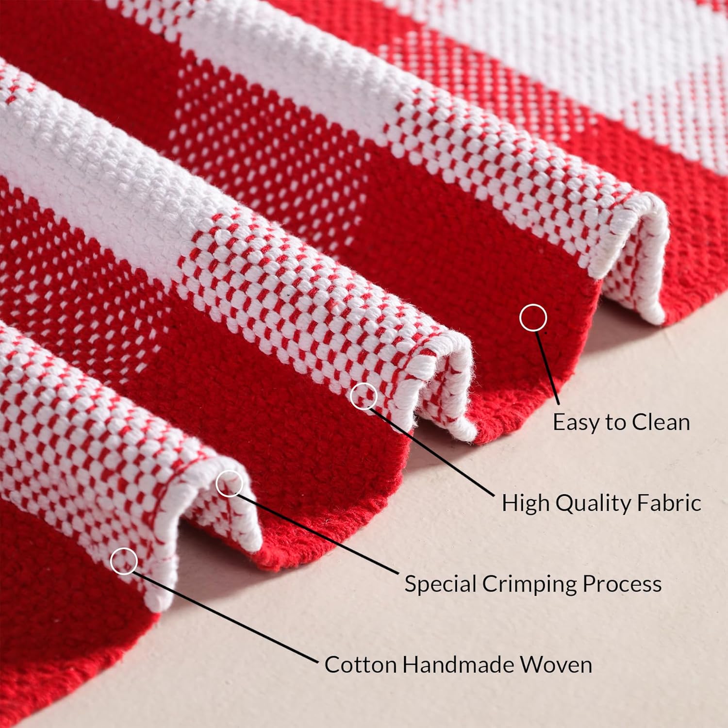 HOMEMONDE Red and White Buffalo Plaid Rug 275 x 43