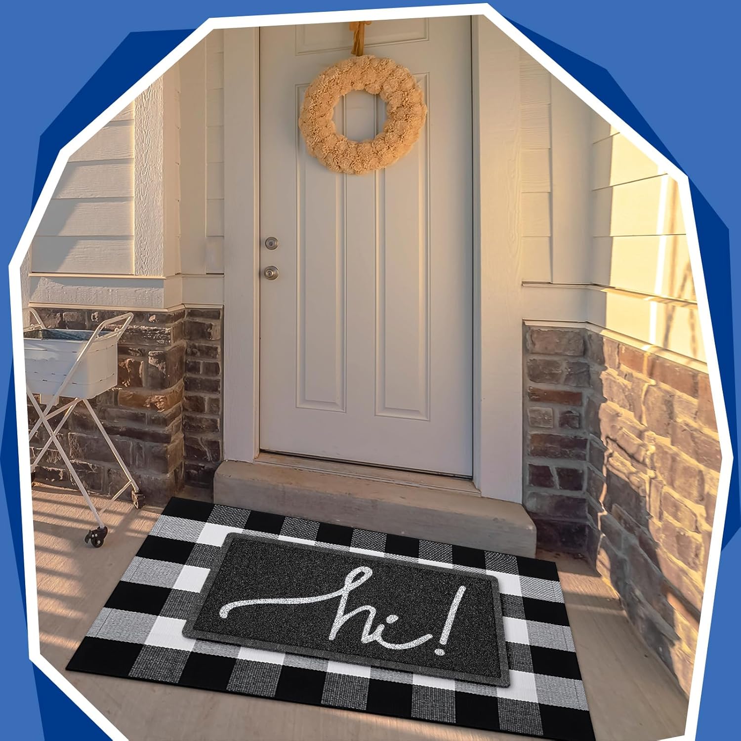 Geelin 2 Pcs Front Door Mats Buffalo Checkered Rug for Indoor Outdoor Entrance Decor