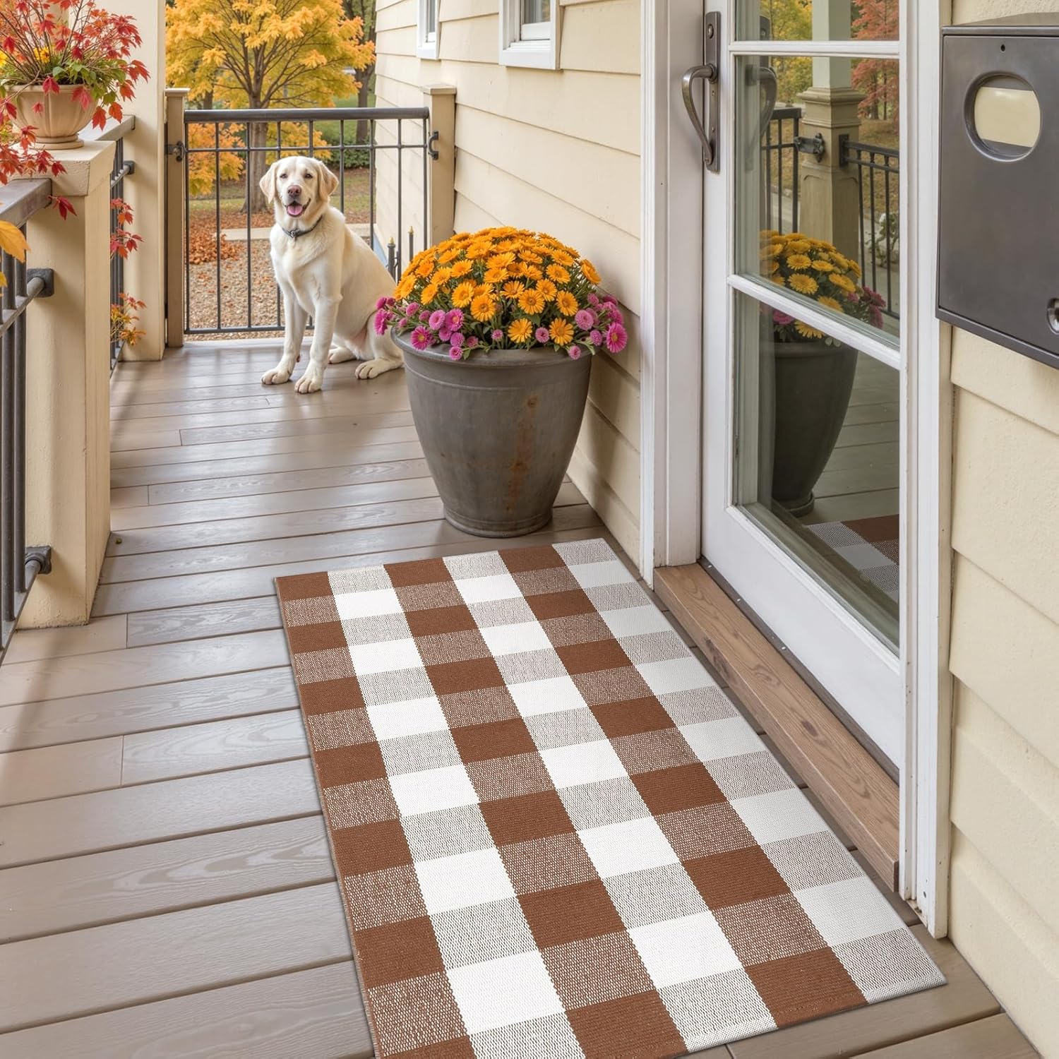 OJIA Buffalo Plaid Checkered Rug 24x51 Fall Door Mat