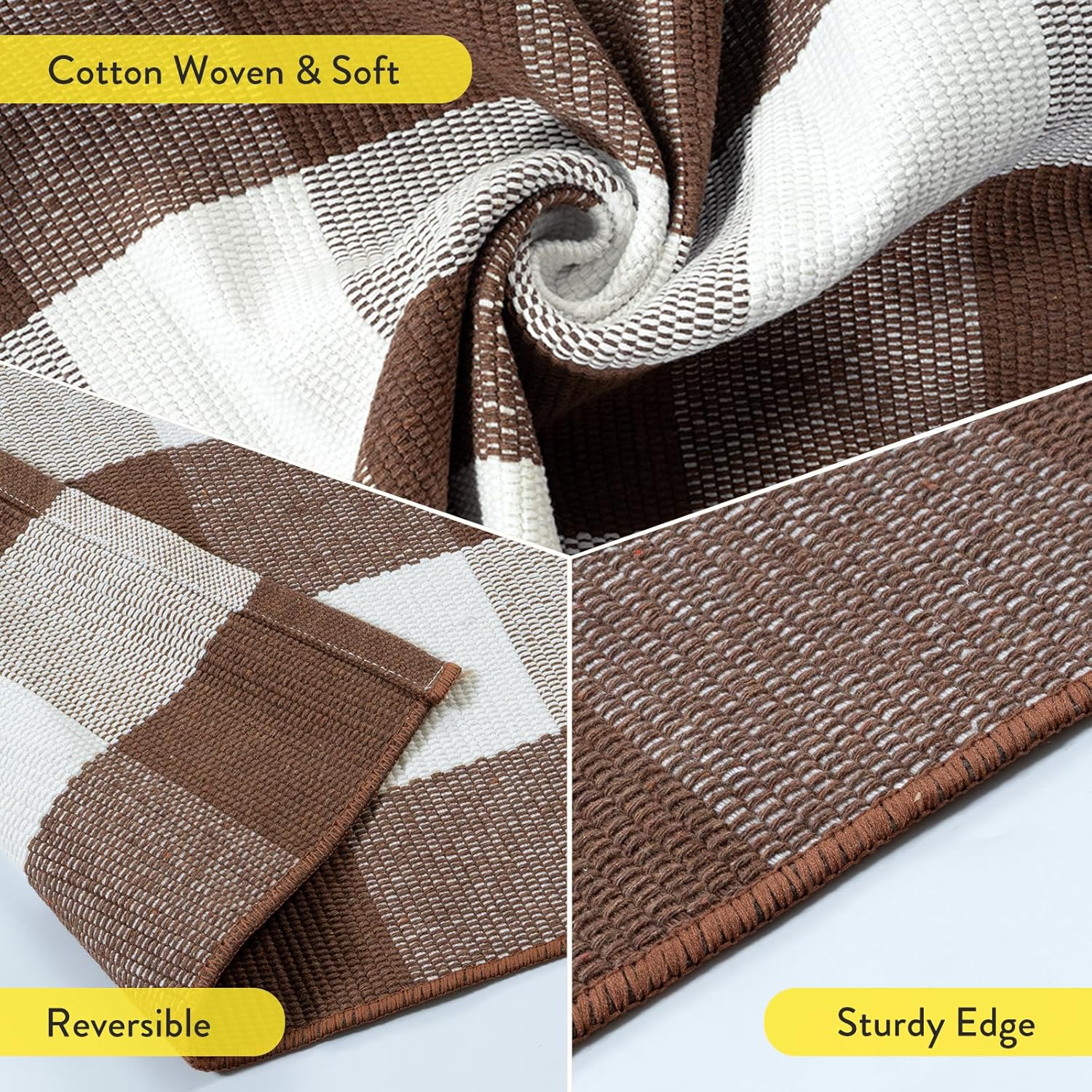 Uphome Buffalo Plaid Outdoor Rug 2x43 Brown Checkered Front Door Mat for Fall Decor