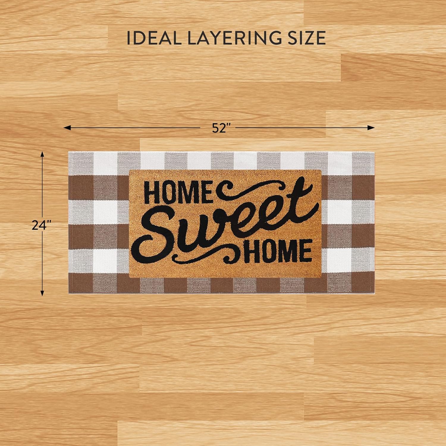 Uphome Buffalo Plaid Outdoor Rug 2x43 Brown Checkered Front Door Mat for Fall Decor