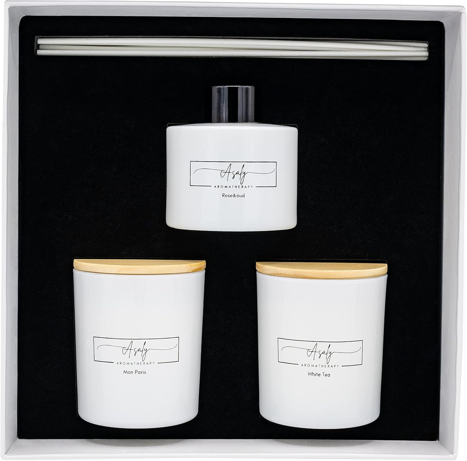 ASALY Luxury Candle Gift Set with 2 Candles and 1 Diffuser