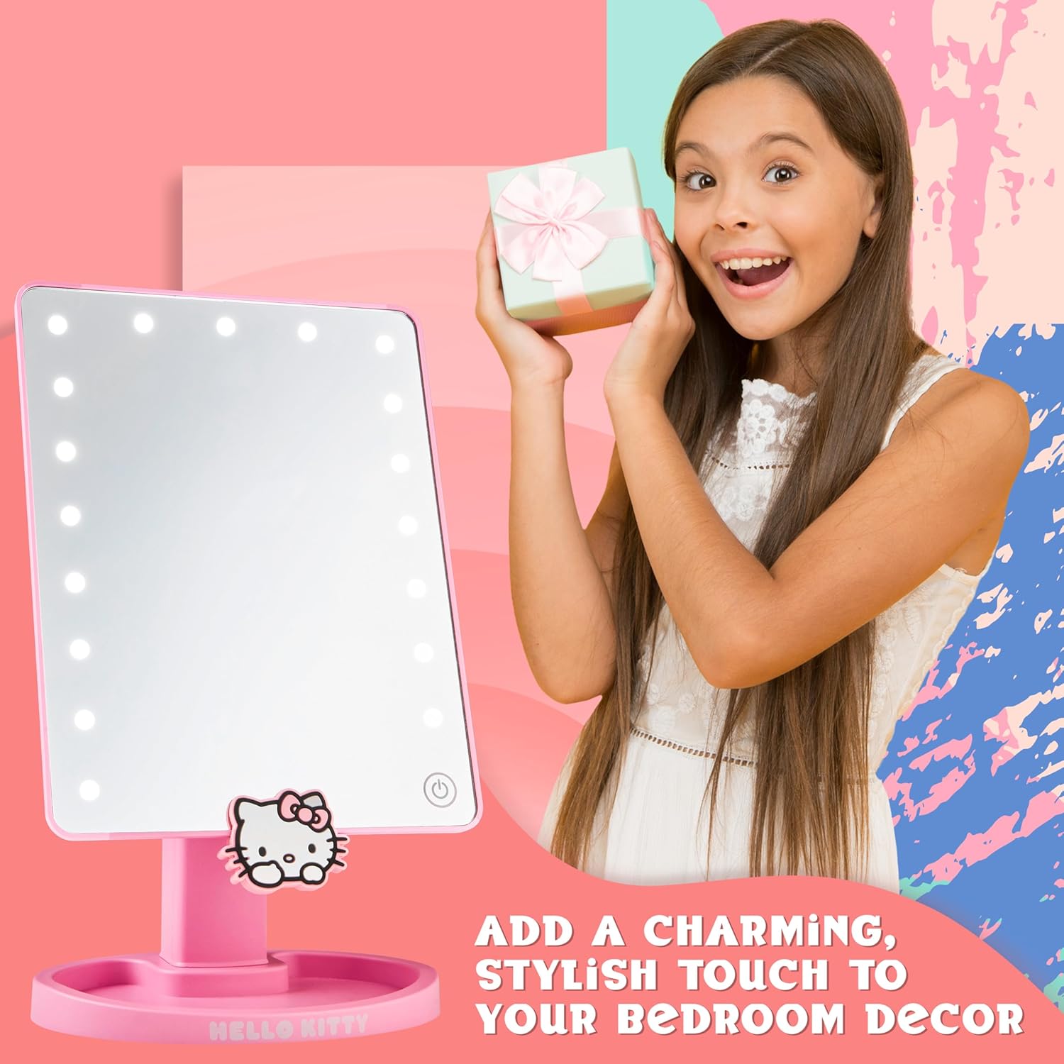 Hello Kitty Vanity Mirror with LED Touchscreen and Trinket Tray