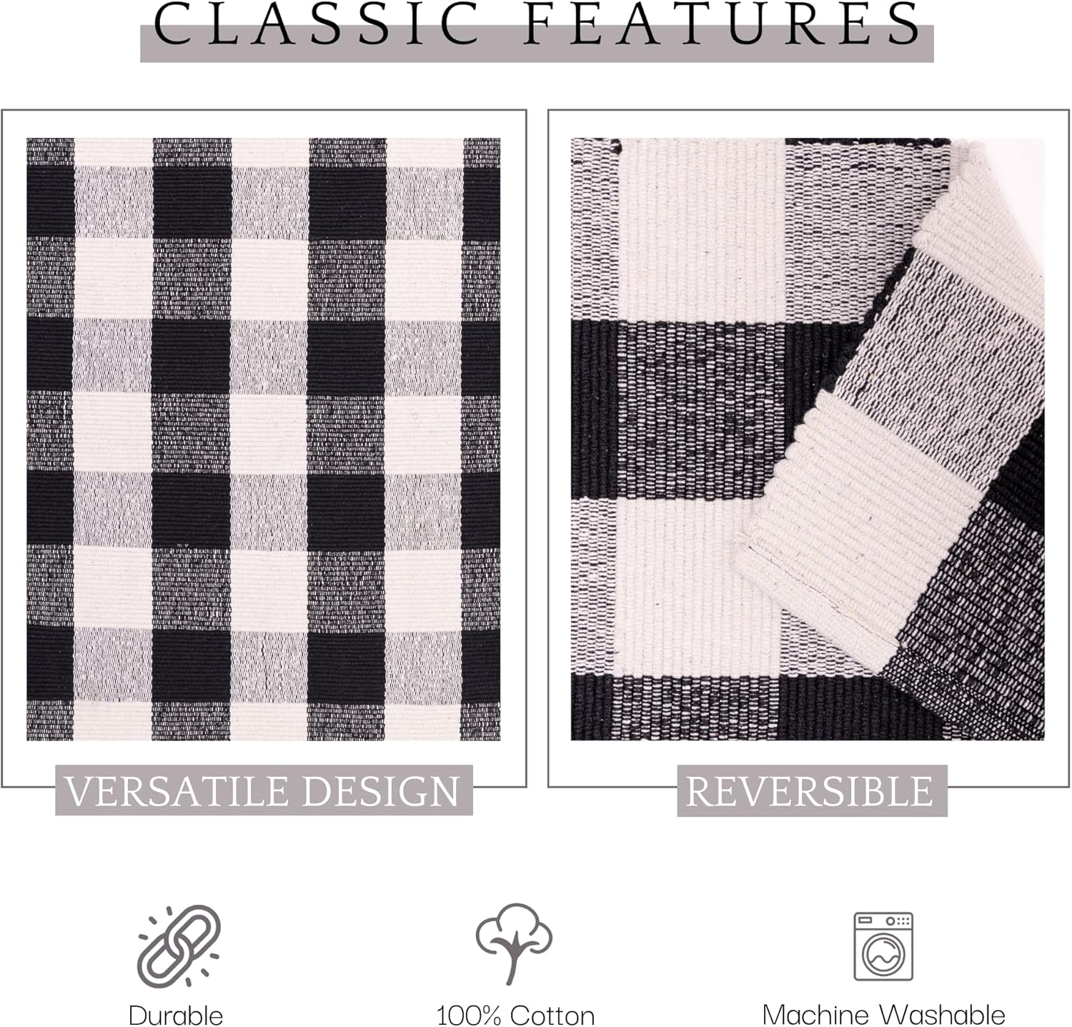 Rajrang Reversible Buffalo Plaid Rug Pack of 2
