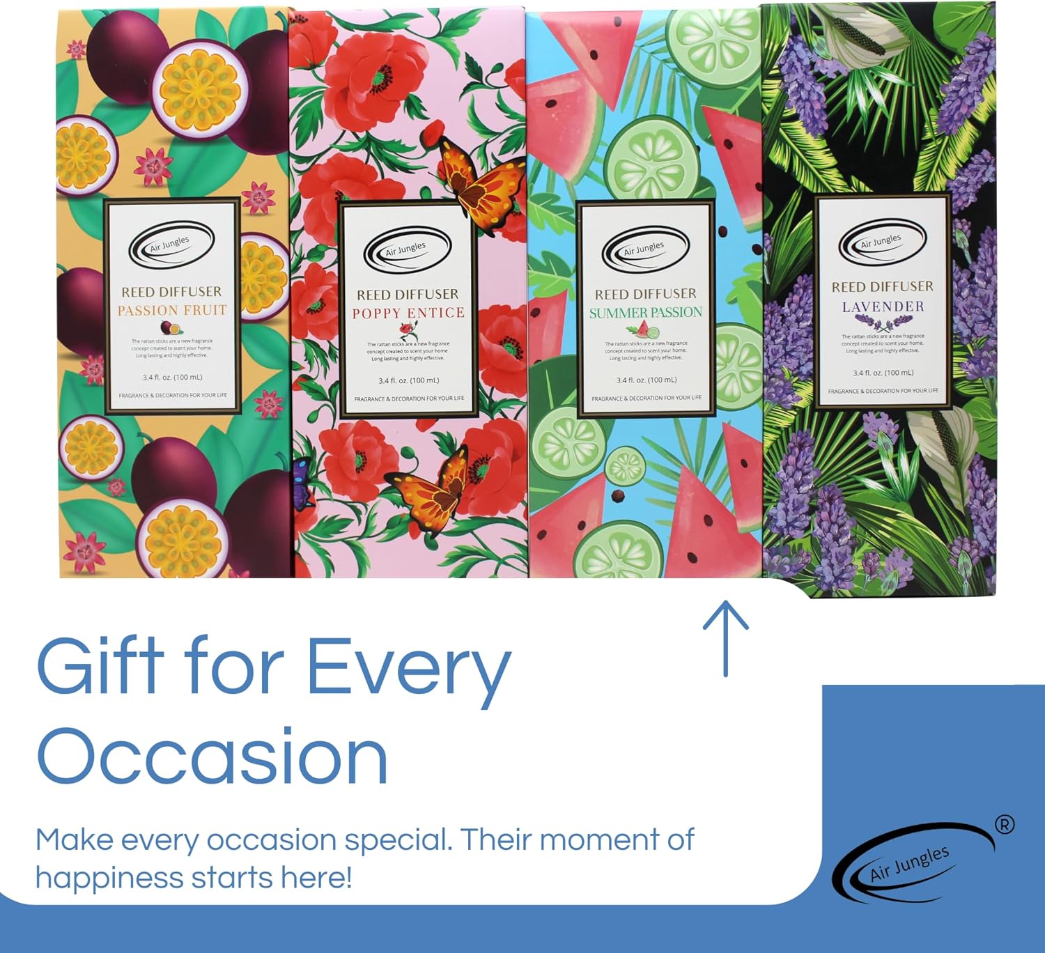 Air Jungles Summer Passion Reed Diffuser Set 34 Fl Oz Pack of 3