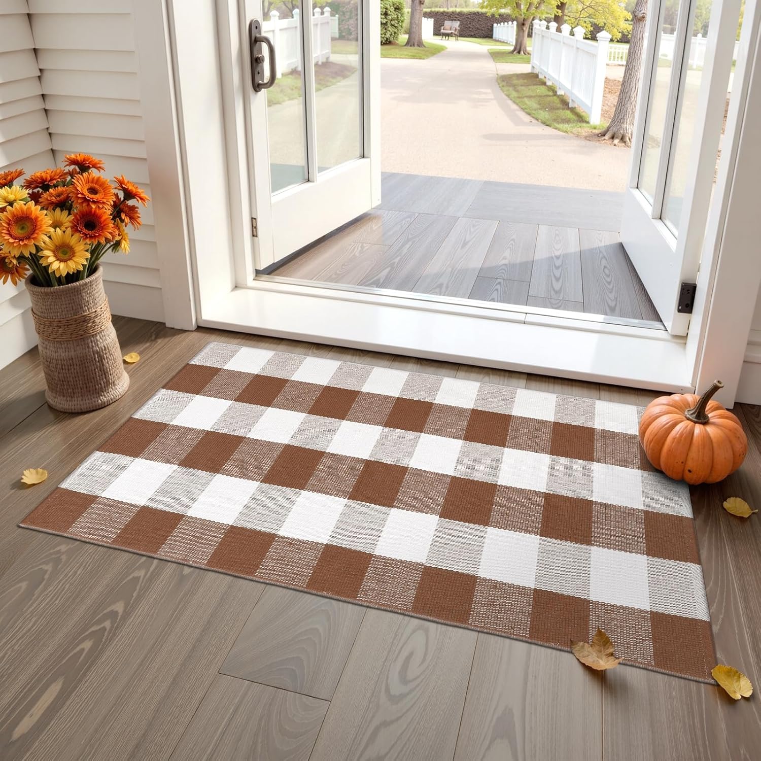 OJIA Buffalo Plaid Checkered Rug 24x51 Fall Door Mat
