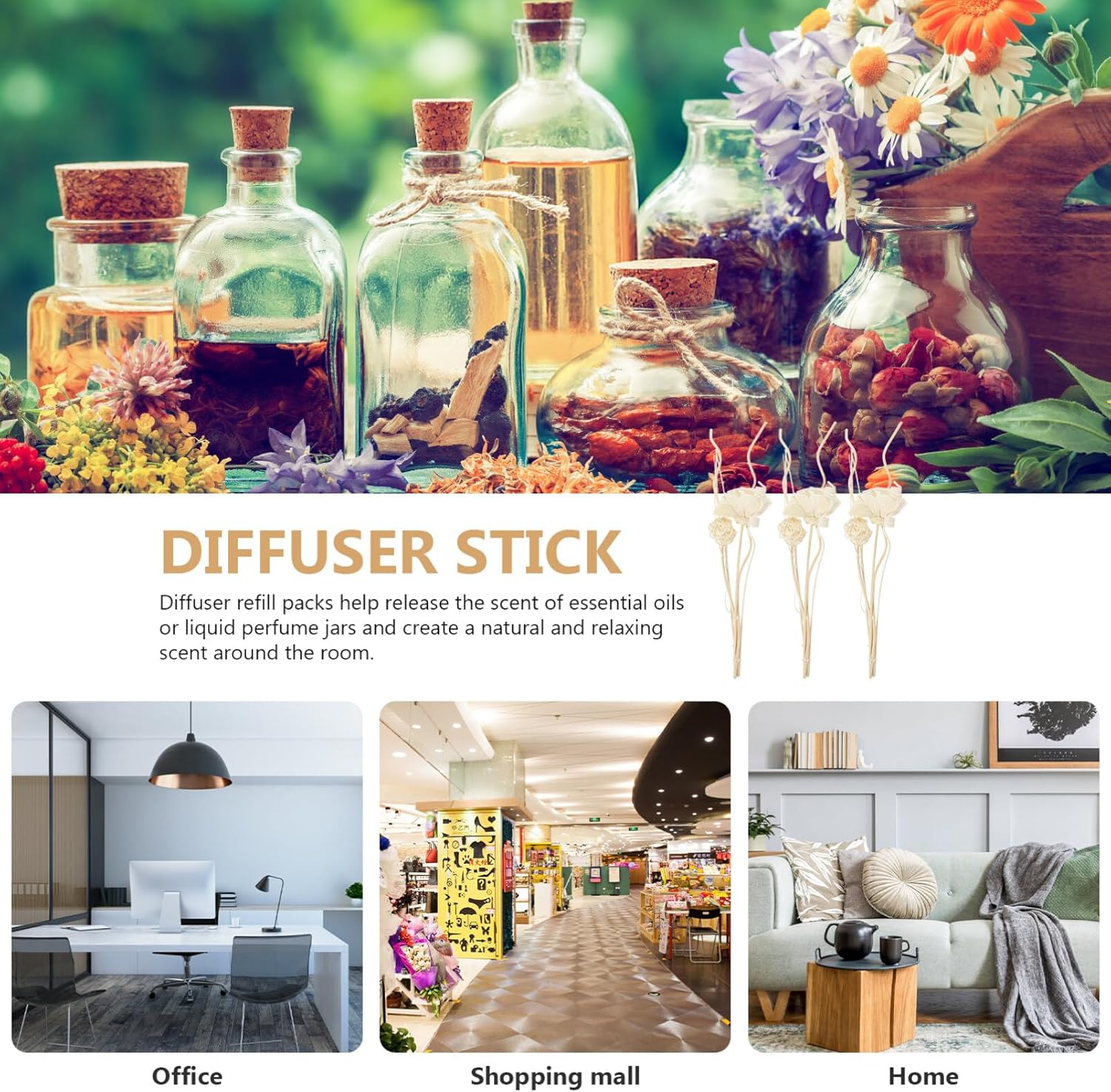 7 Sets of Replacement Diffuser Sticks for Aromatherapy Decor