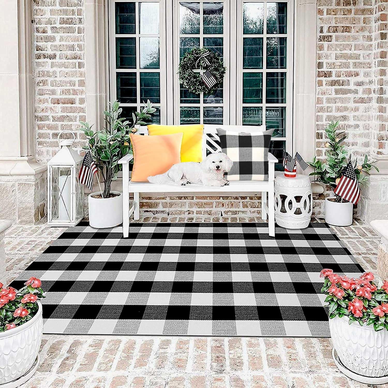 HOYIJA Buffalo Plaid Area Rug 4x6 Black White Checkered Carpet