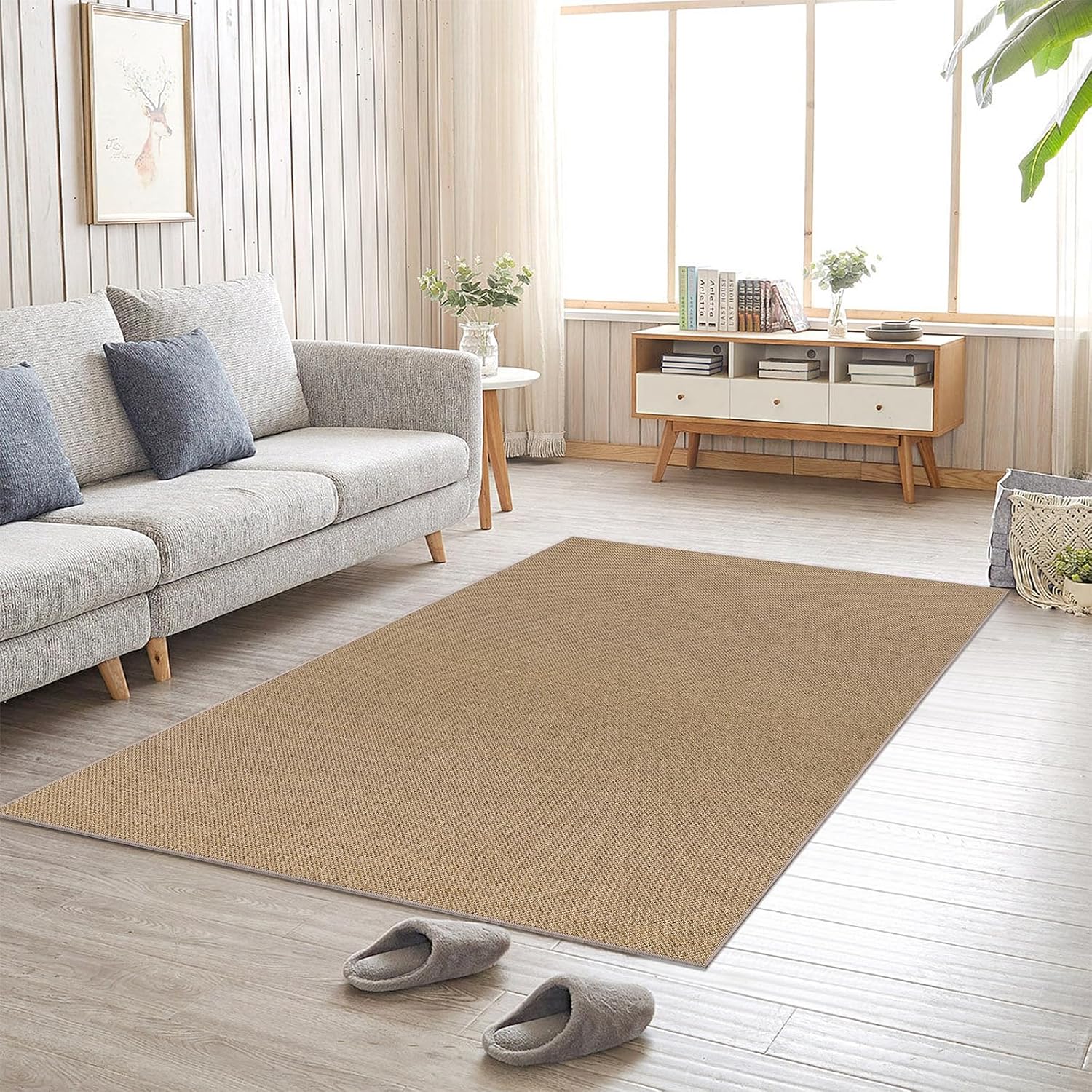 SHACOS Easy Jute 3x5 ft Washable Area Rug - Neutral Beige