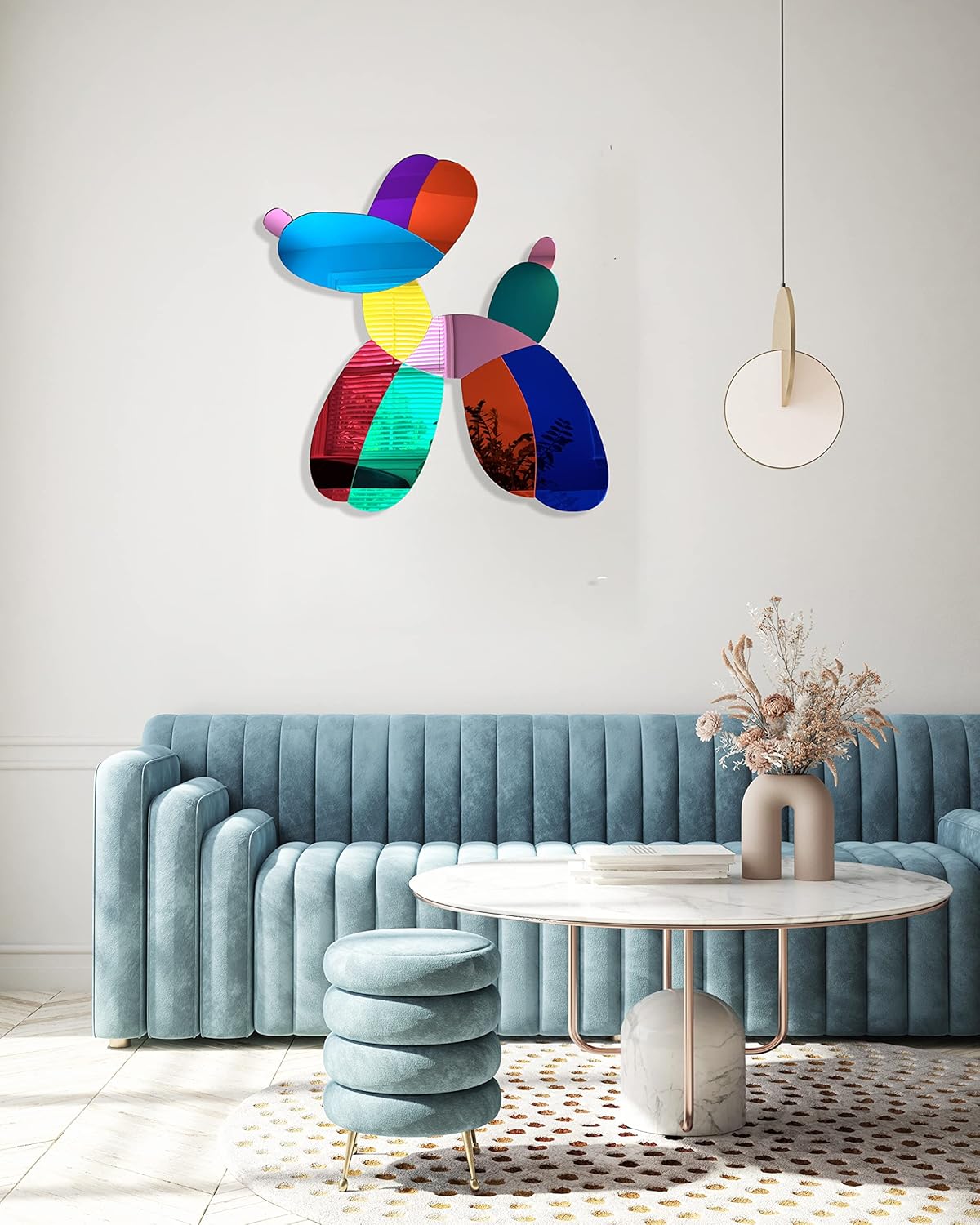 uniqstiq Balloon Dog Mirrored Acrylic Wall Art Multicolor