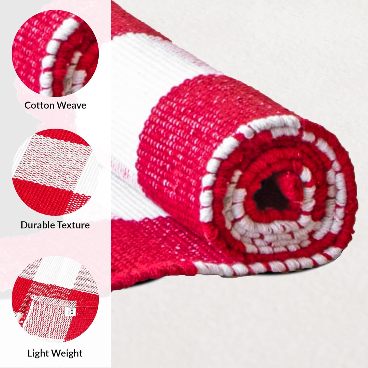 HOMEMONDE Red and White Buffalo Plaid Rug 275 x 43