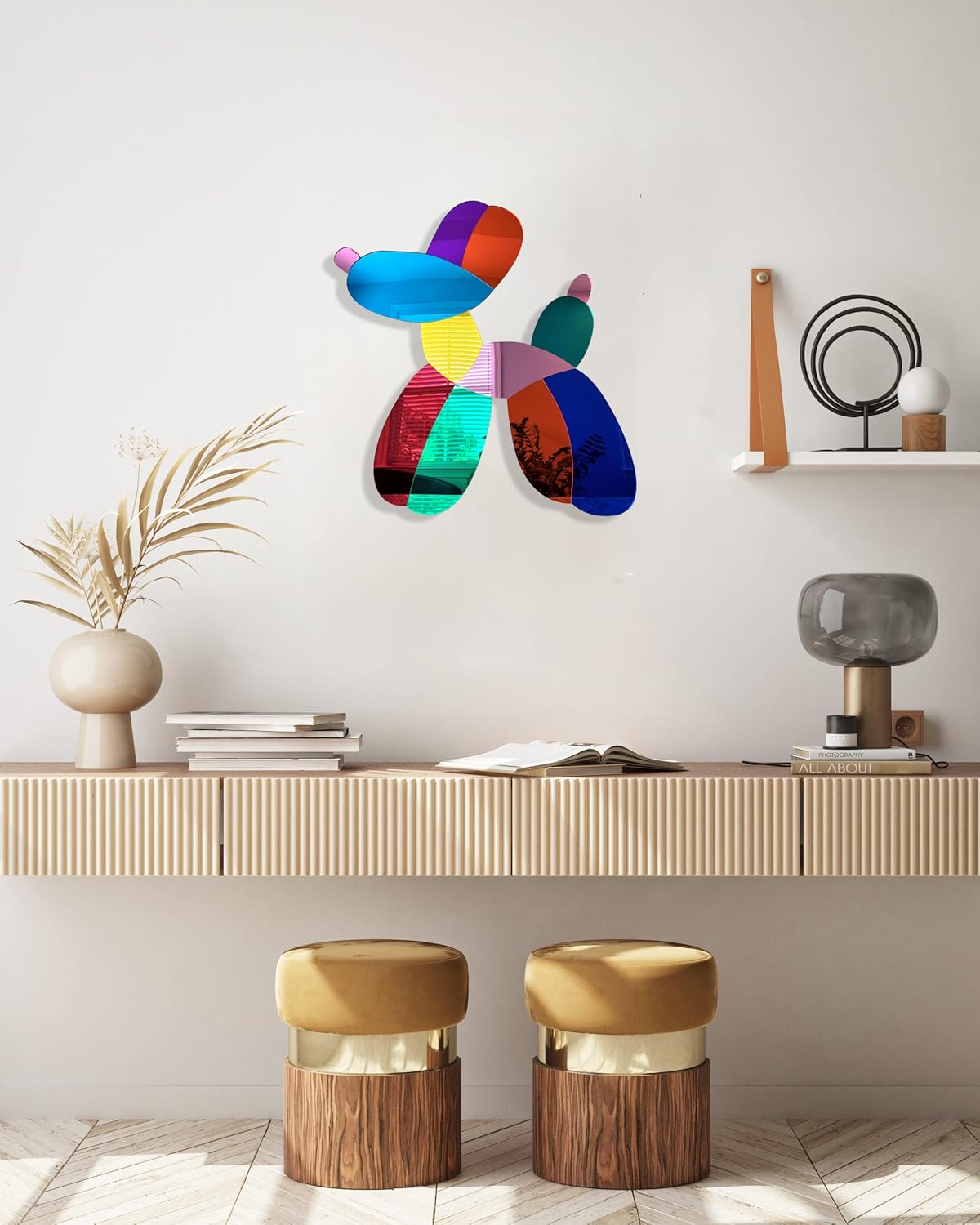 uniqstiq Balloon Dog Mirrored Acrylic Wall Art Multicolor