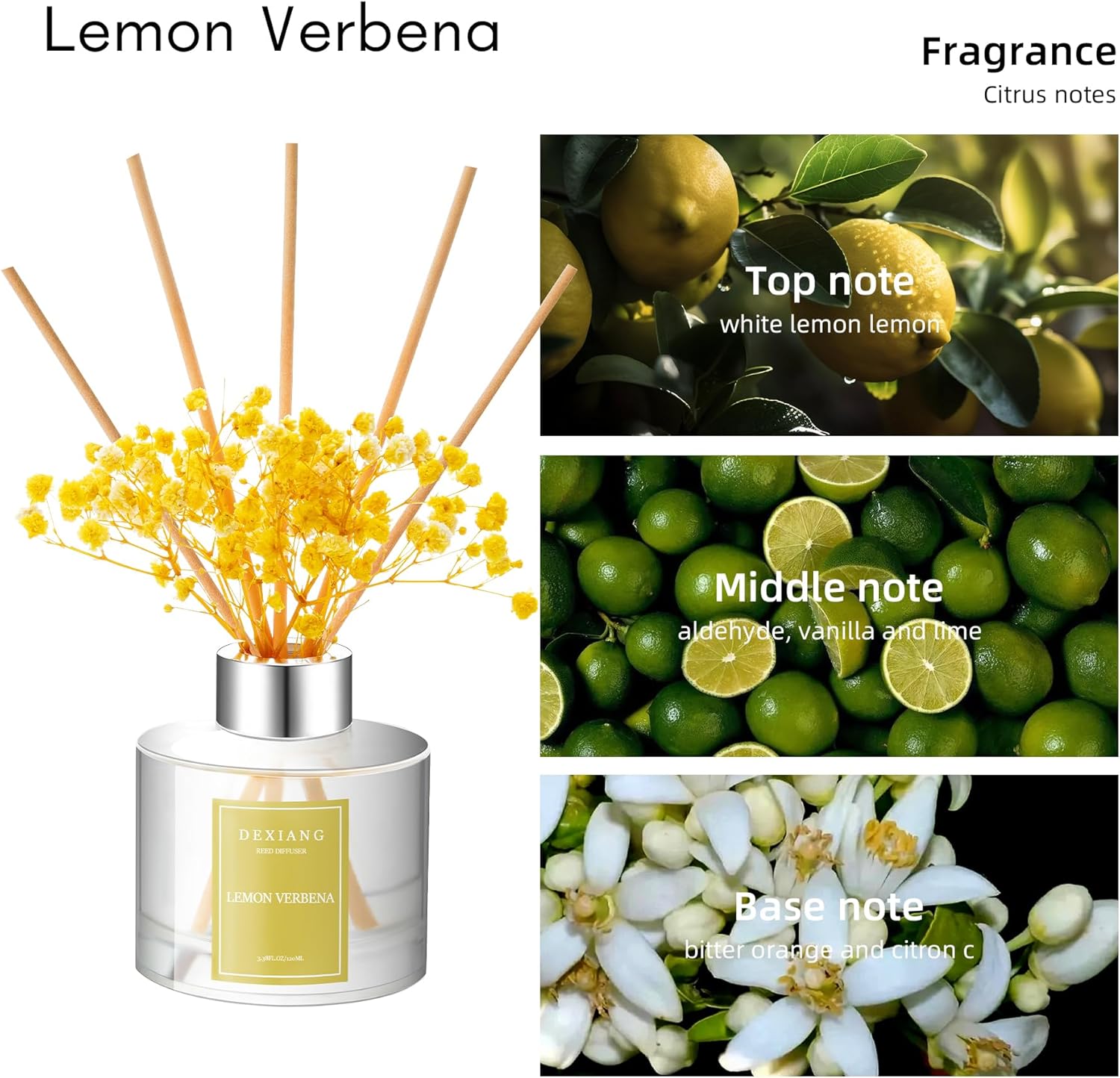 Dexiang 338 Oz Eucalyptus Lemon Verbena Reed Diffuser Set