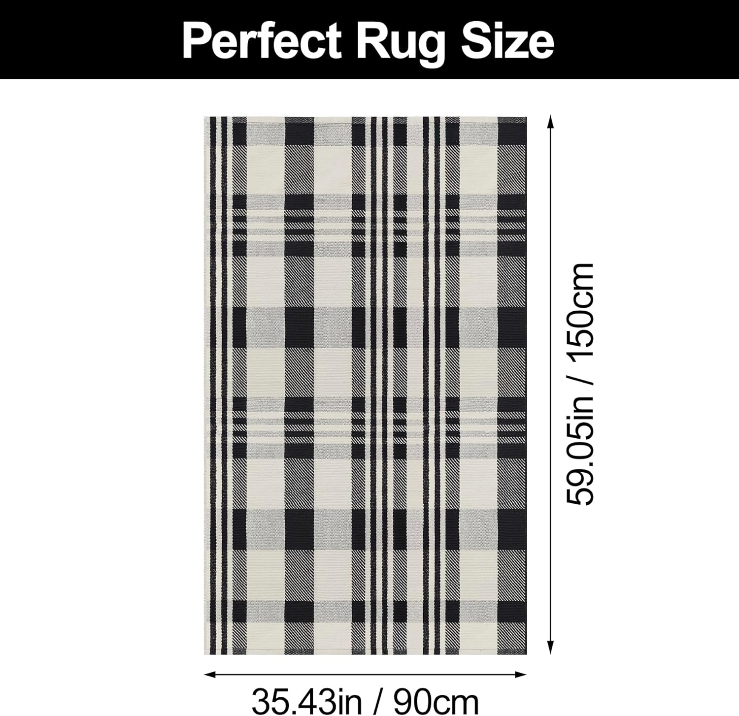 3x5 Buffalo Plaid Rug Cotton Woven Checkered Doormat
