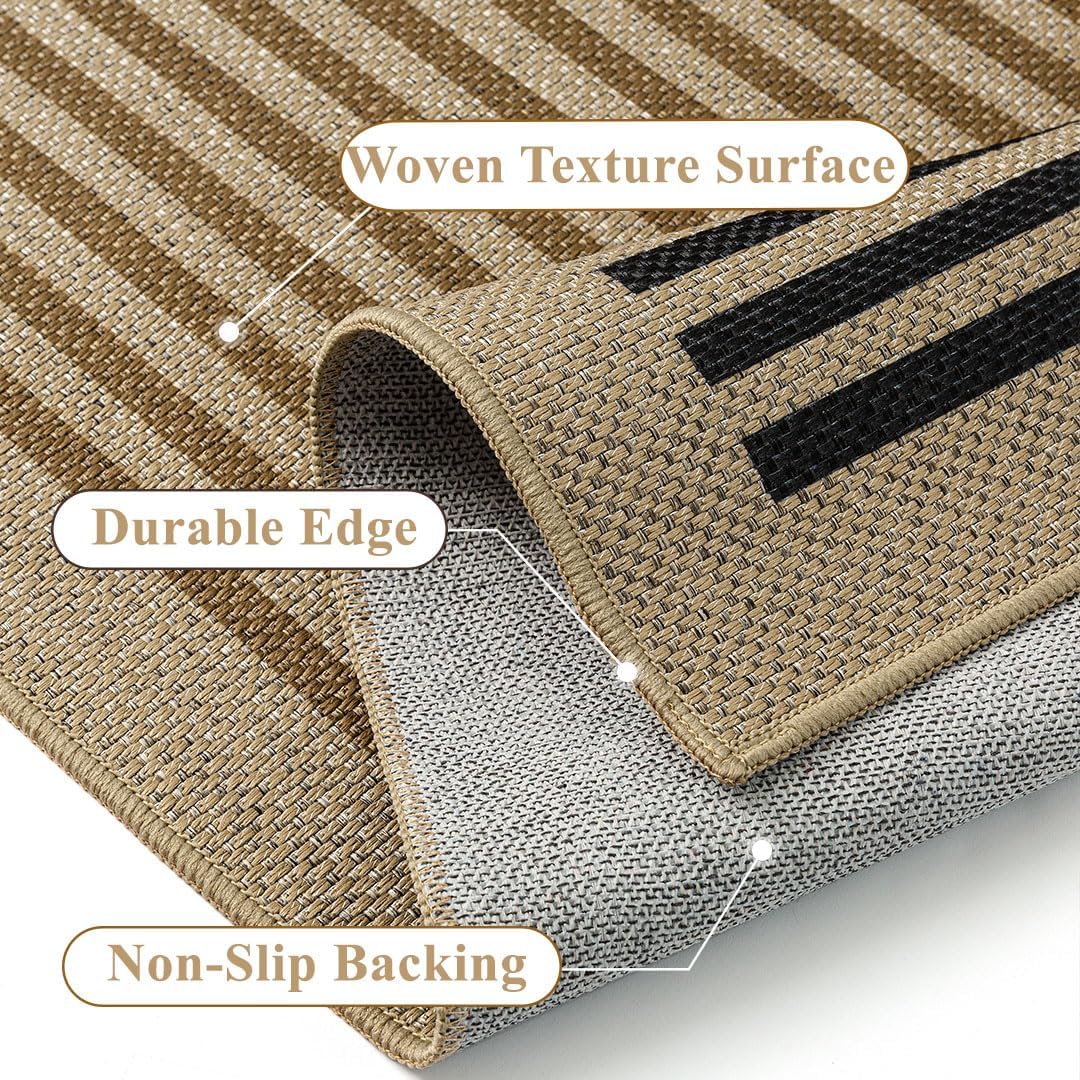Modern Geometric Jute Inspired Non Slip Area Rug