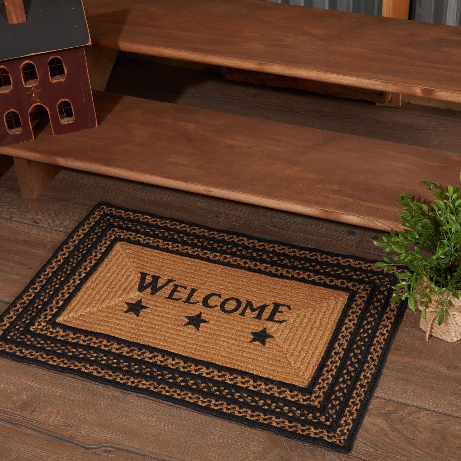 VHC Brands Farmhouse Jute Rug Welcome Stencil 20x30 Country Decor
