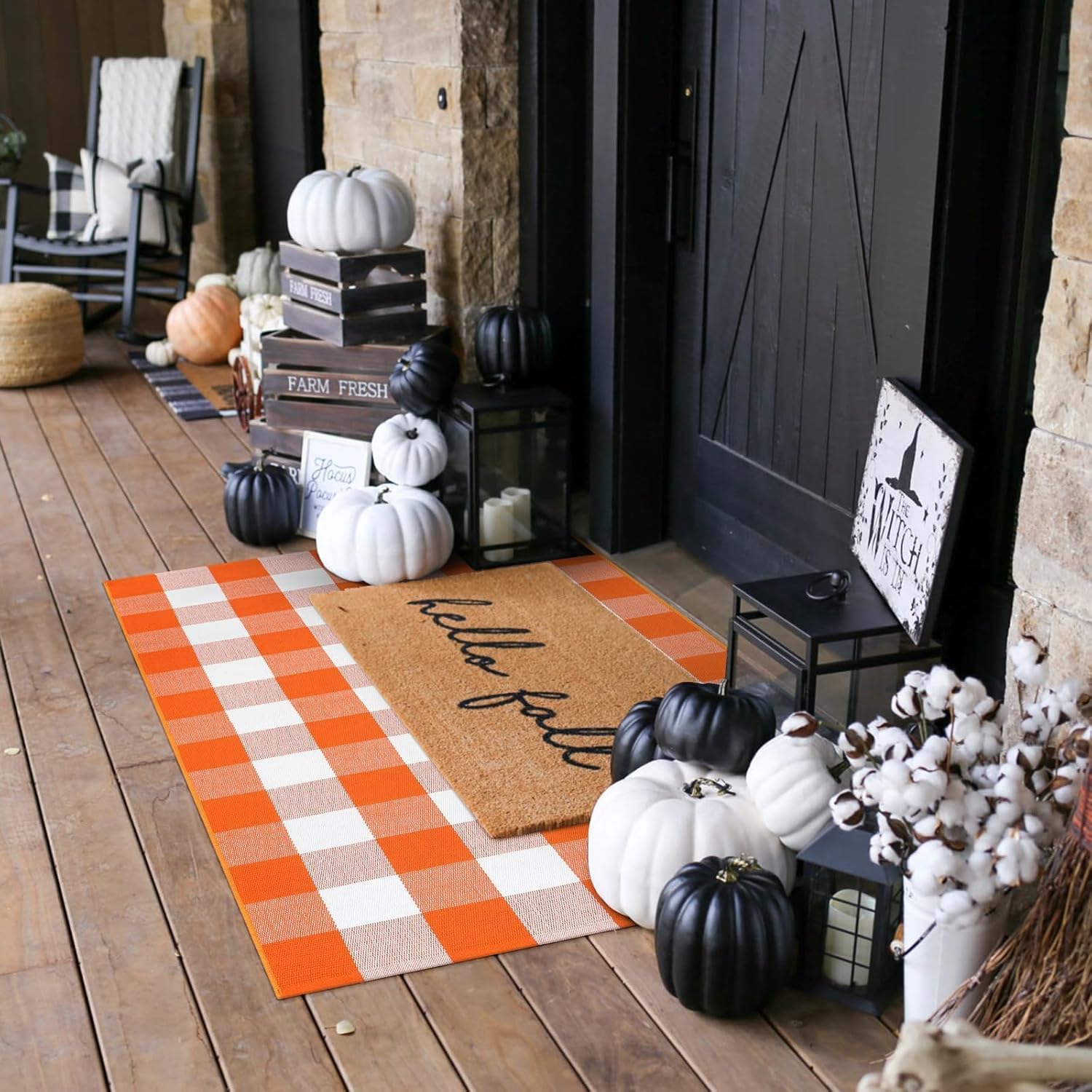 LEEVAN Buffalo Plaid Outdoor Rug 3x5