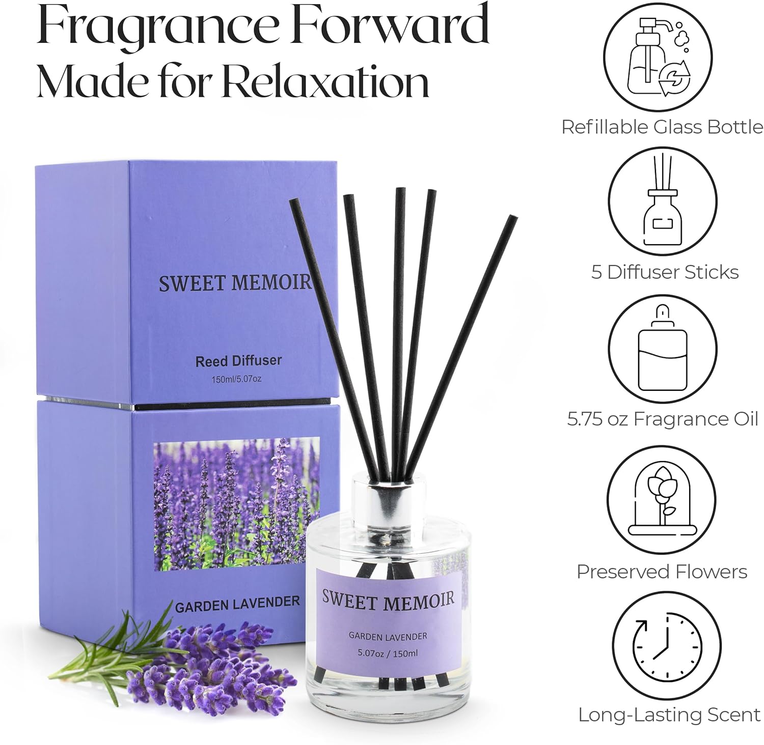 Sweet Memoir Preserved Flower Diffuser Set Moroccan Amber 67oz