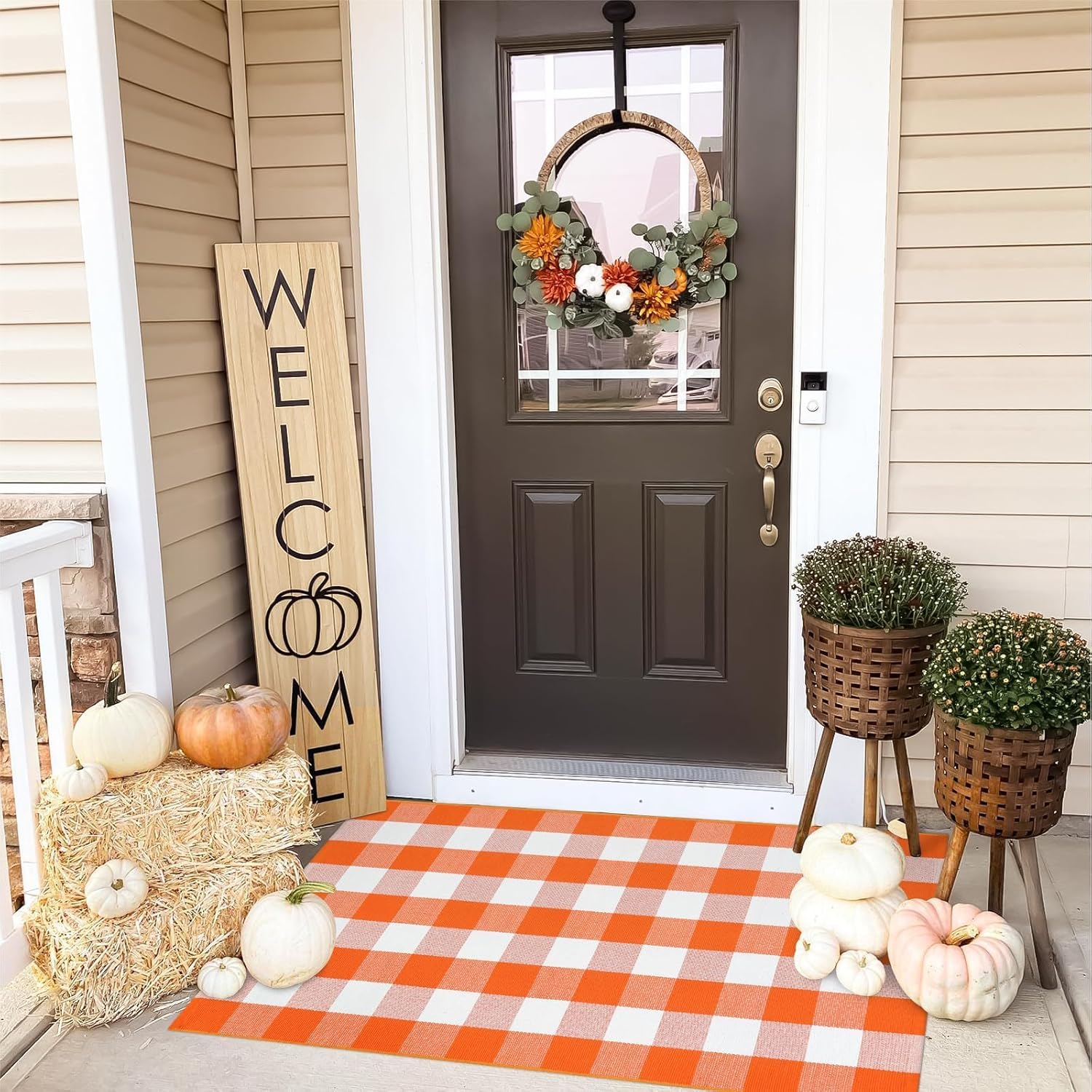 LEEVAN Buffalo Plaid Outdoor Rug 3x5