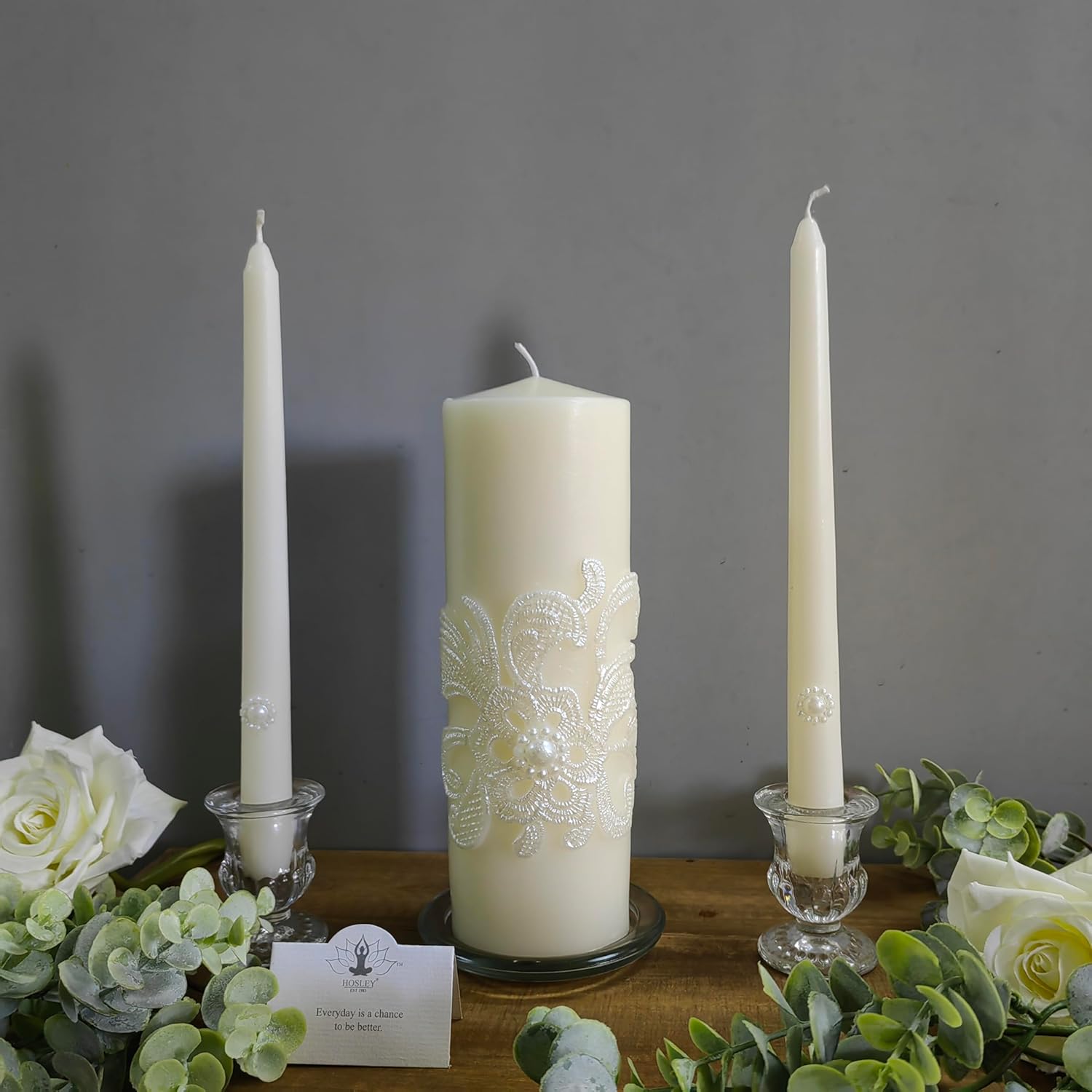 Hosley Unity Candles Set Wedding Bundle with Fragrance Gift Box