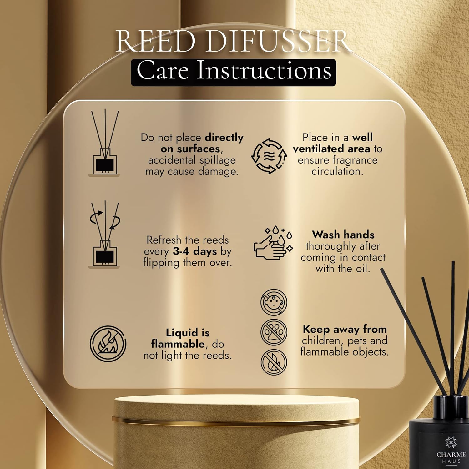CHARME HAUS Reed Diffuser Set with 5 Sticks