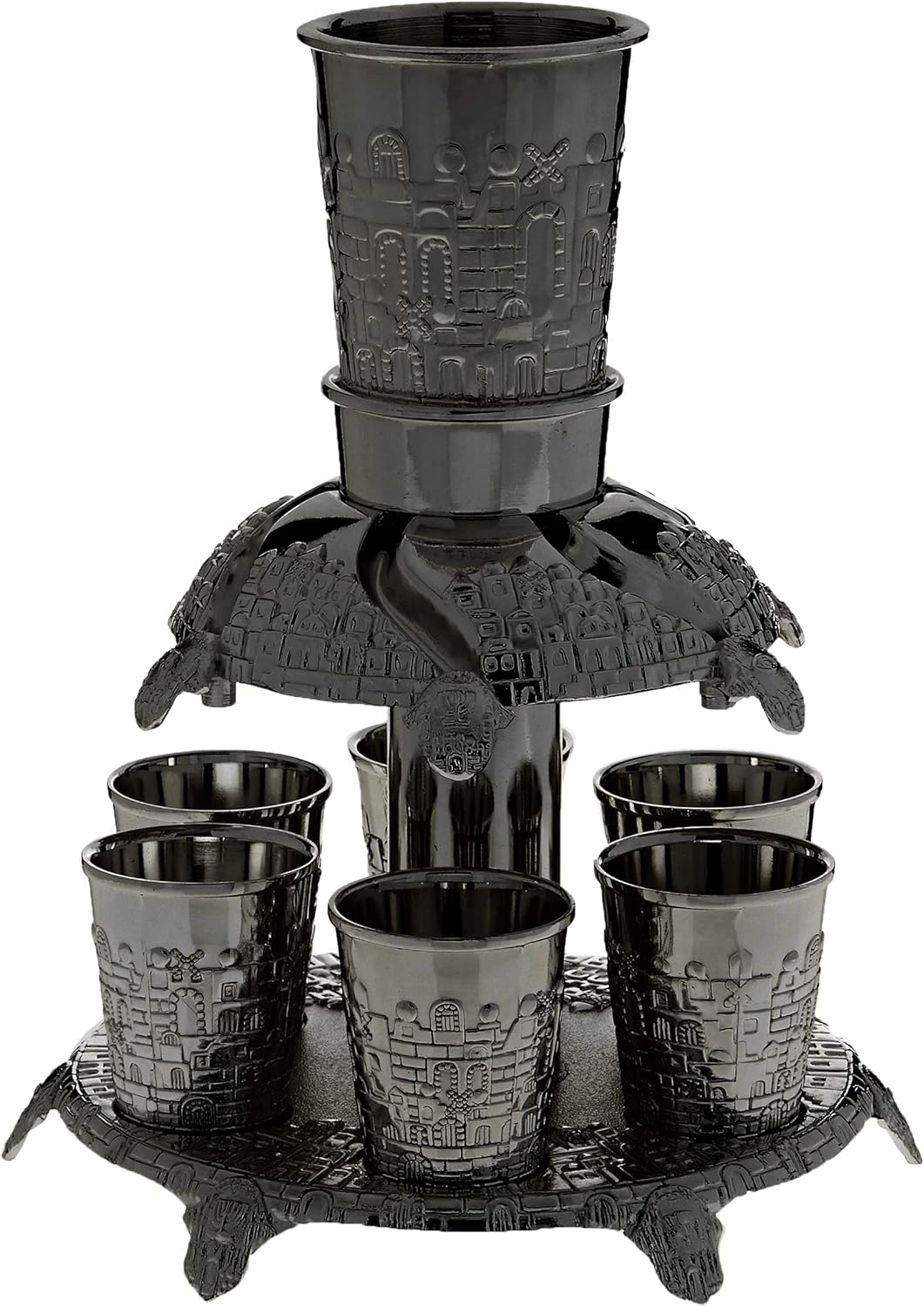 Jerusalem Style Silver Plated Wine Fountain 6 Cups