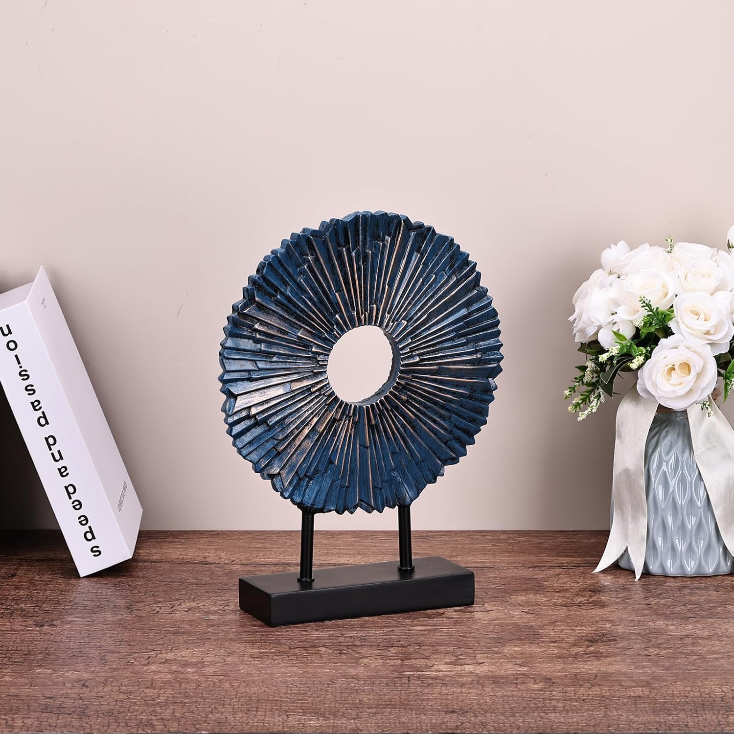 Modern Round Sculpture 12 Inch Abstract Decor