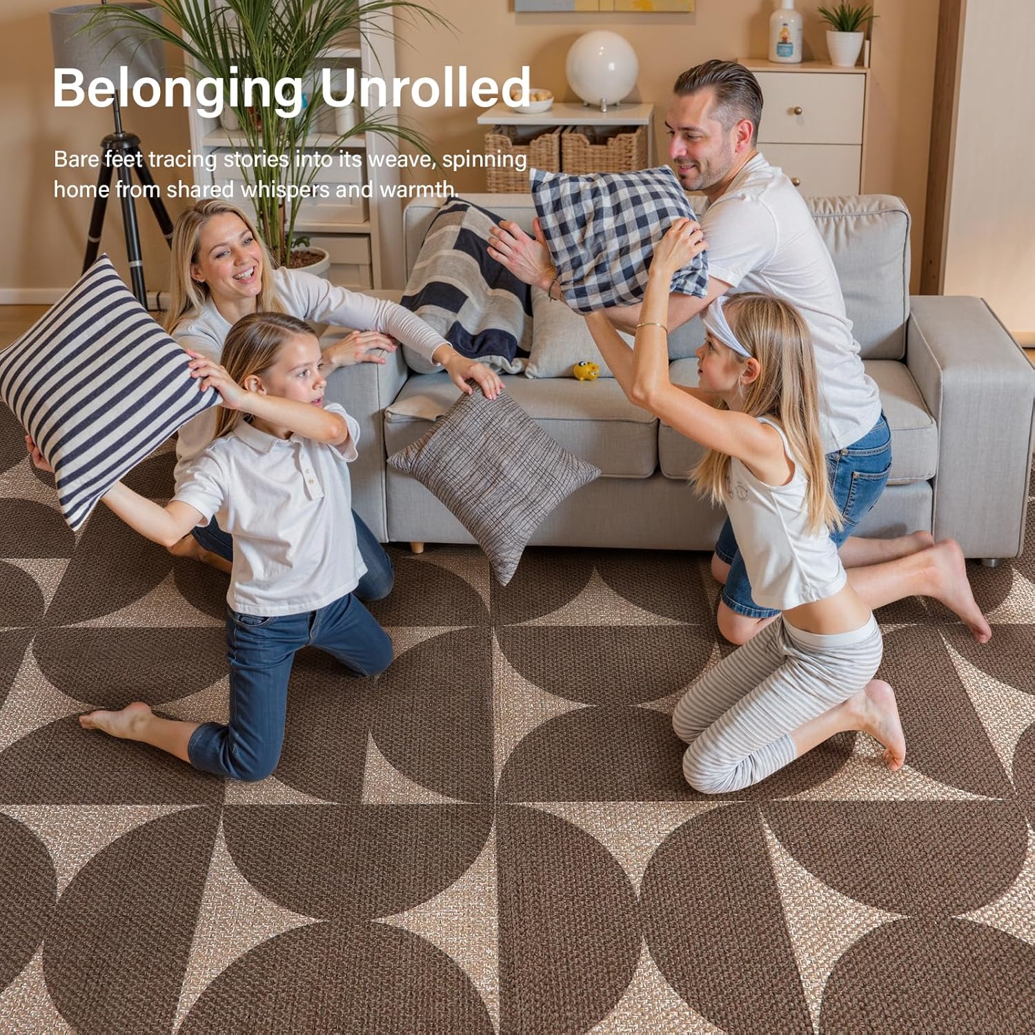 Lahome Modern Geometric Jute Washable Rugs 3x5