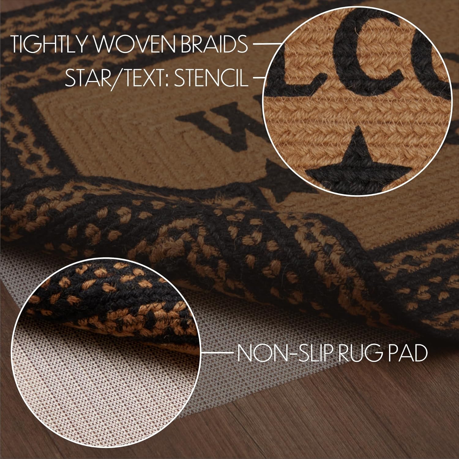 VHC Brands Farmhouse Jute Rug Welcome Stencil 20x30 Country Decor