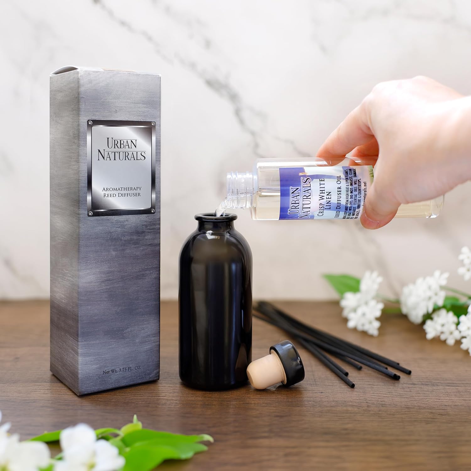 Urban Naturals Lavender Fields Reed Diffuser Set with Real Lavender Stems