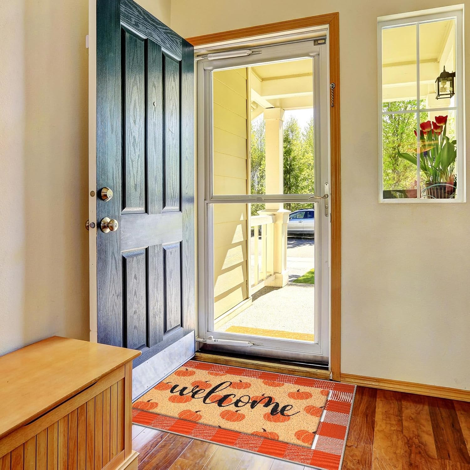 2 Pcs Fall Pumpkin Welcome Doormat Set