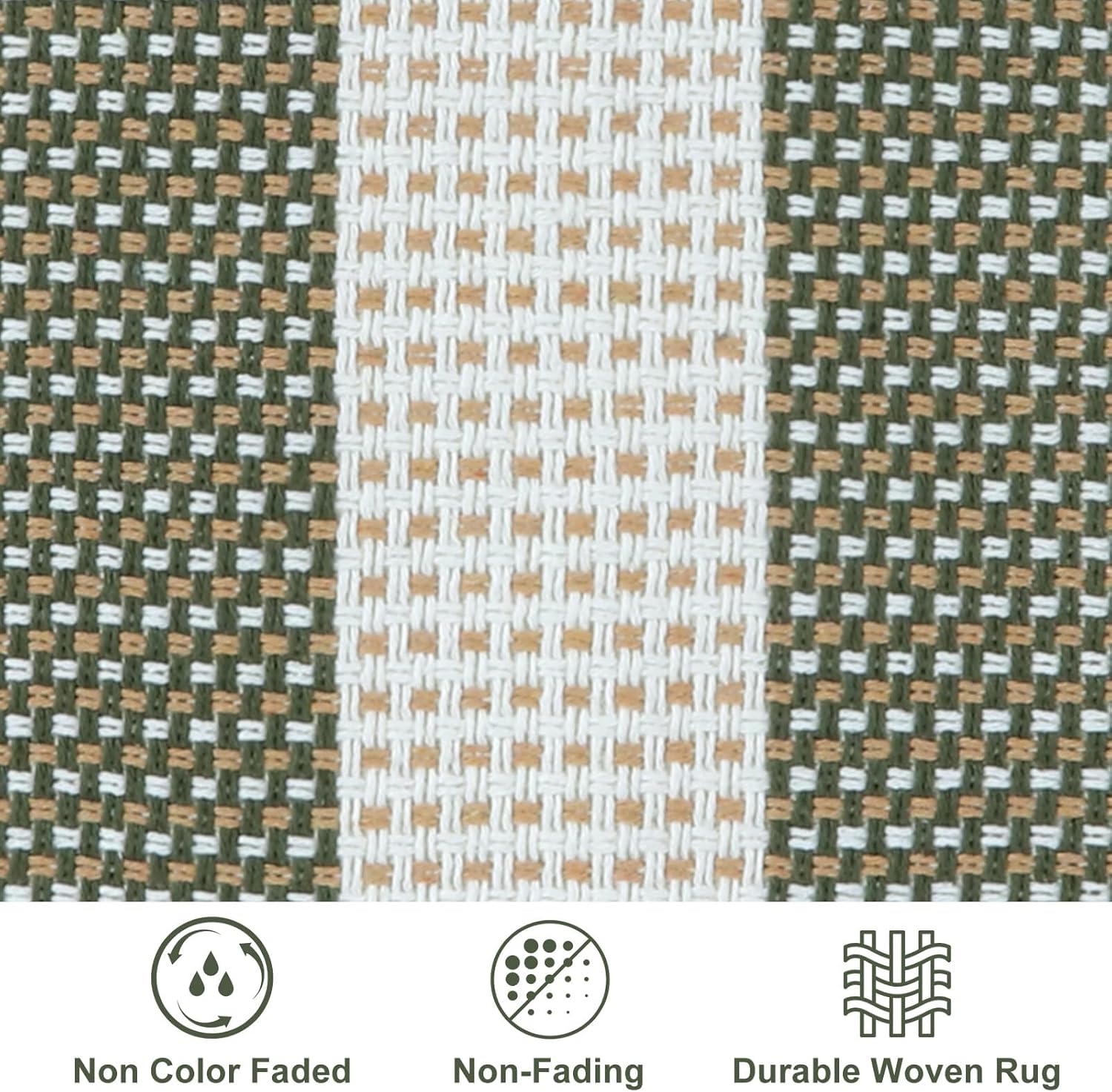 LEEVAN Door Mat Outdoor Front Porch Rug Green White