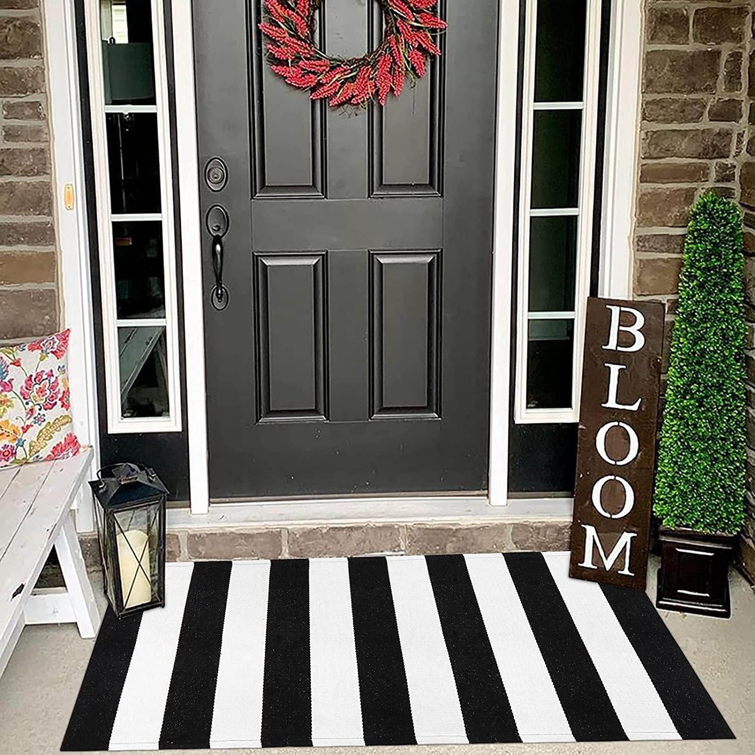Black and White Striped Rug 236x512 Door Mat