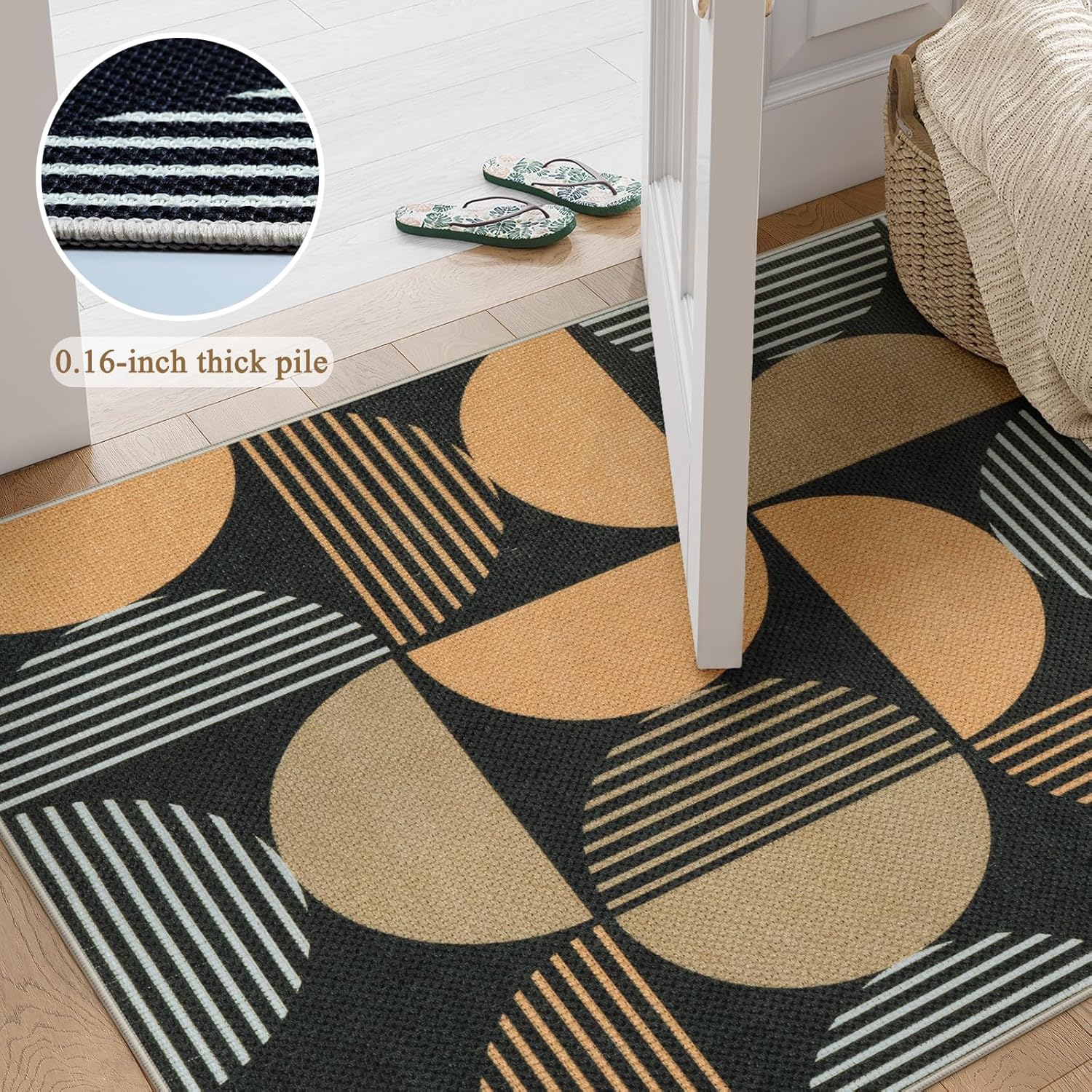 LEEVAN Easy Jute Small Rug Rainbow Geometric Design