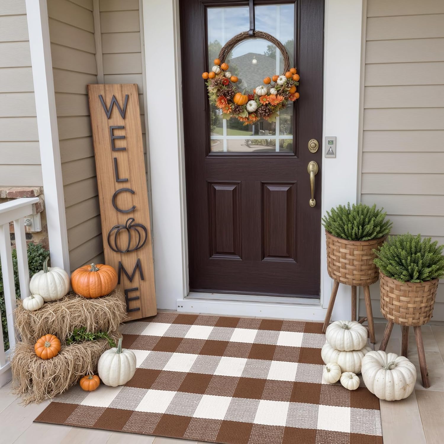 Collive Buffalo Plaid Checkered Outdoor Rug 275x43 Inches