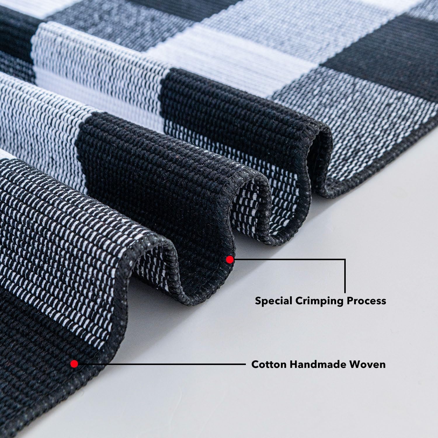Cotton Buffalo Plaid Rug 275x43 Black White Checkered