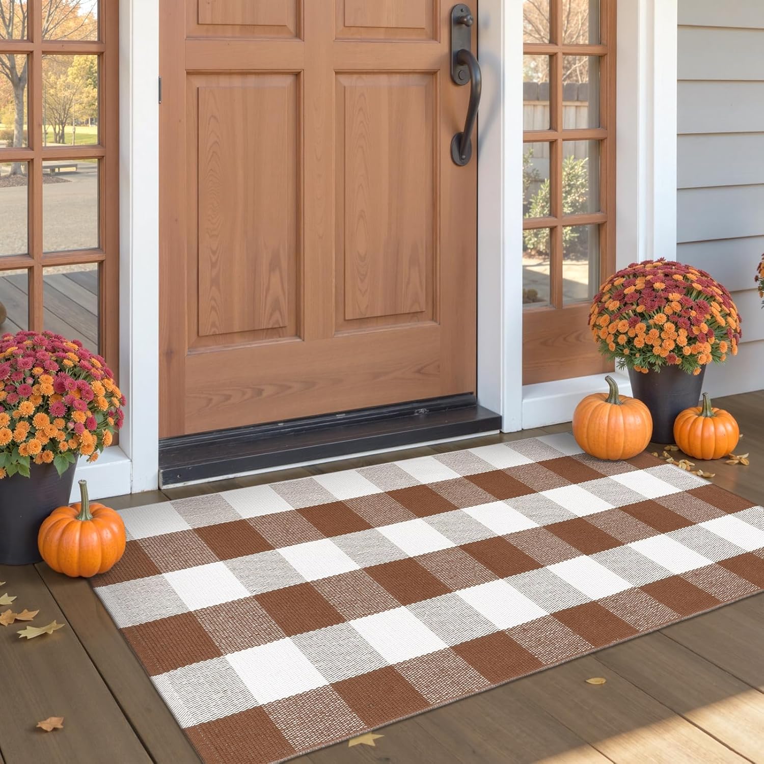 OJIA Buffalo Plaid Checkered Rug 24x51 Fall Door Mat