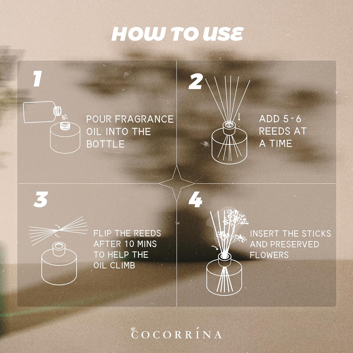 COCORRINA Refill Sandalwood Rose Reed Diffuser with 8 Sticks