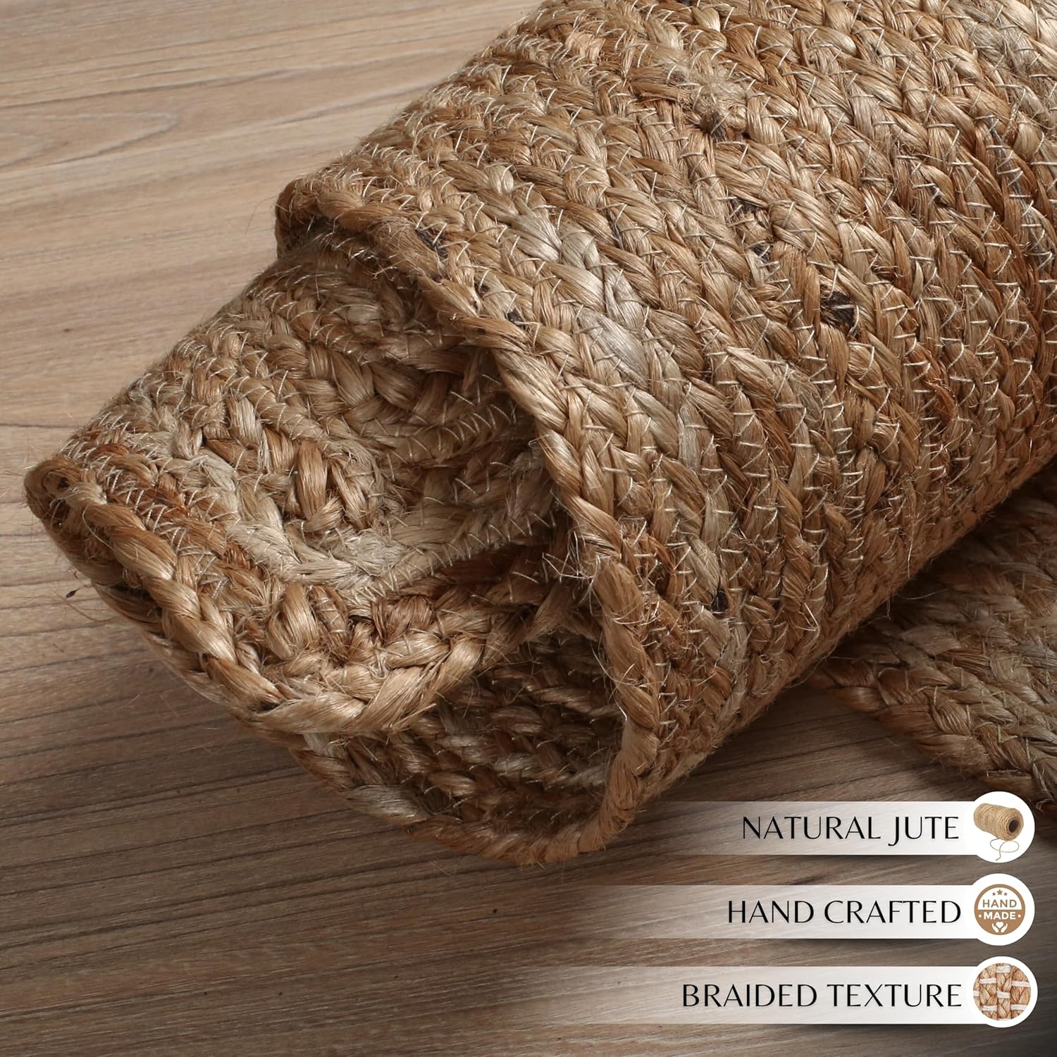 Ramanta Home Hand Woven Jute Braided Rug 24x36 Inch