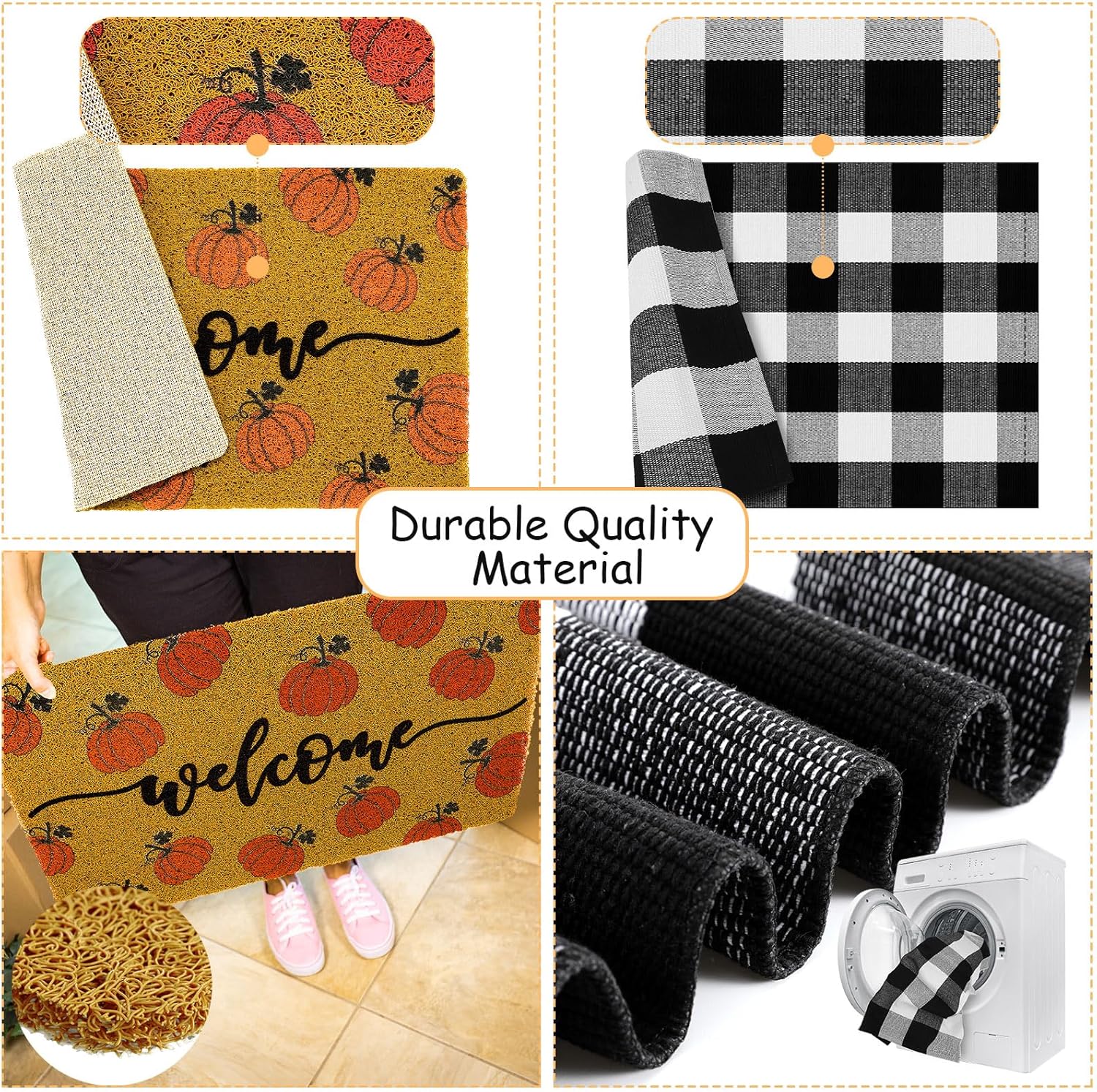 Fabbay 2 Pcs Fall Welcome Mat Halloween Decor