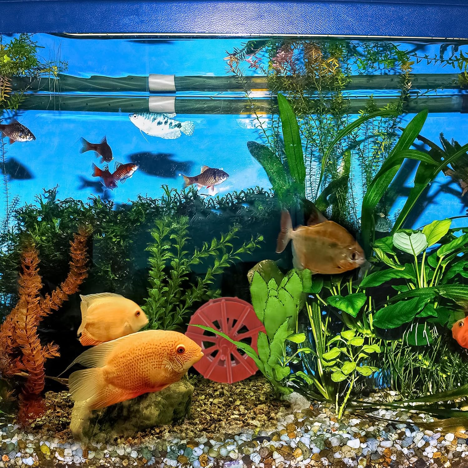 Uxcell 2 Pcs Fountain Water Wheel 59 Inch Desktop Decor Statue Aquarium Wheel Red