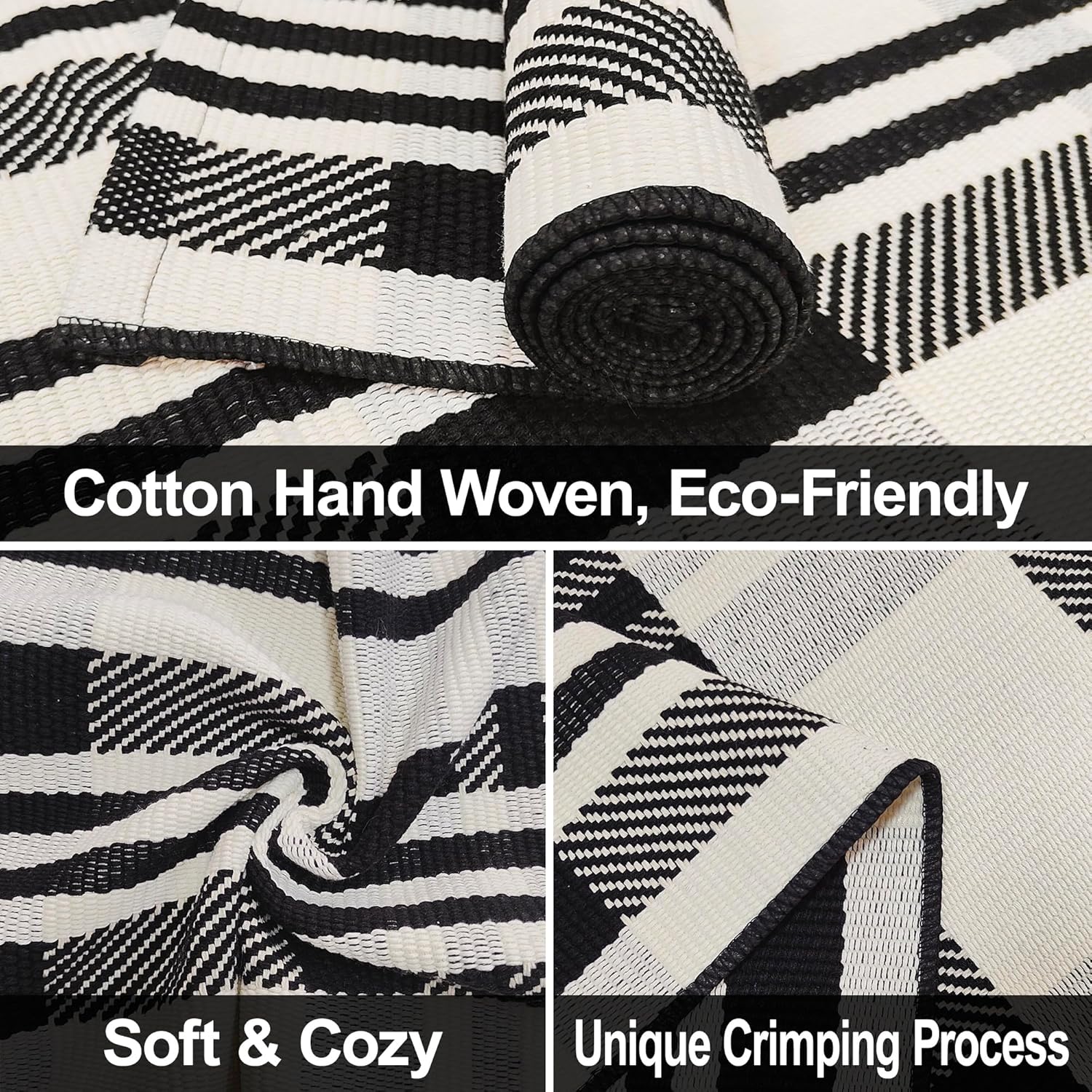 3x5 Buffalo Plaid Rug Cotton Woven Checkered Doormat