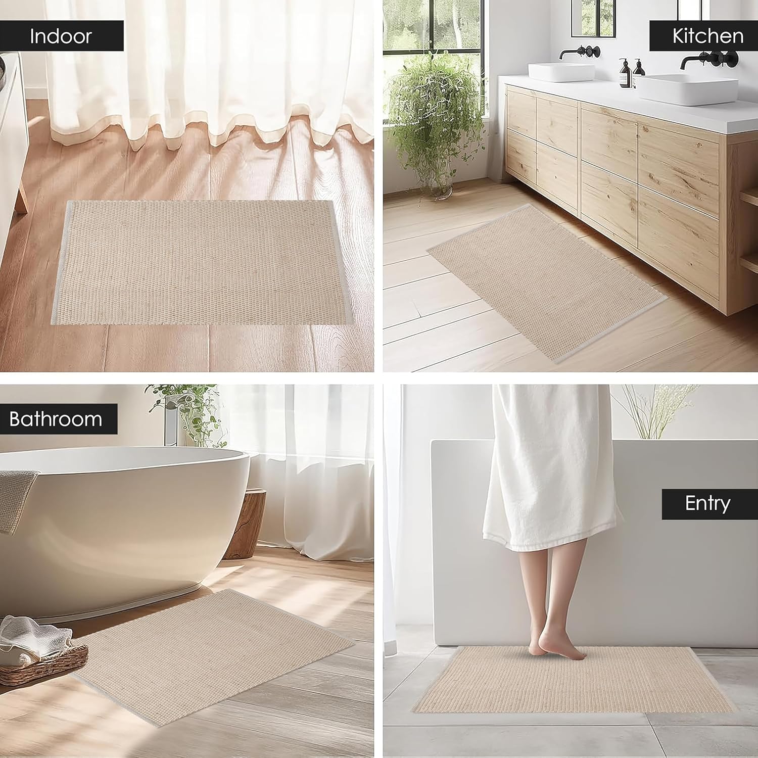 Bedding Craft Jute Cotton Area Rug 24x36 Inch Natural Machine Washable